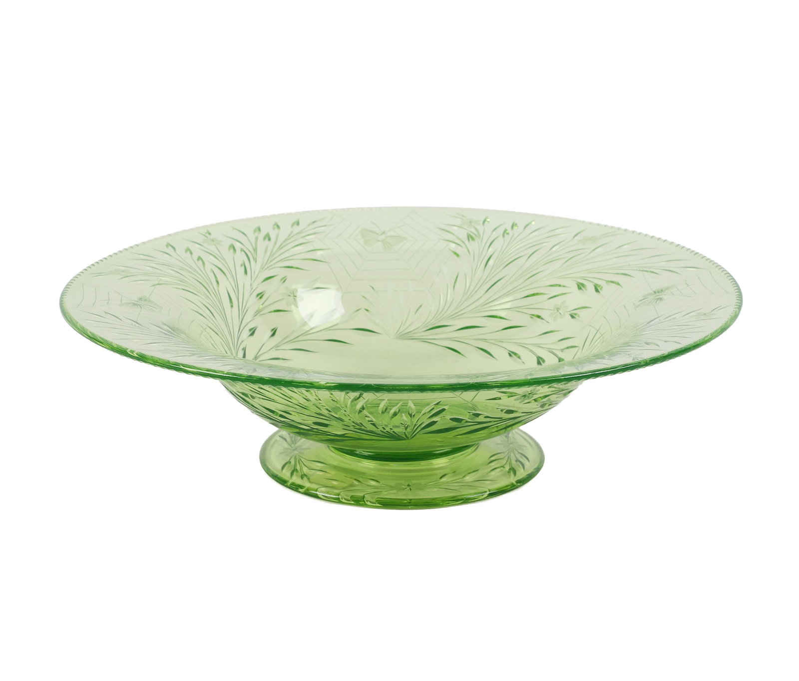 Pairpoint 'Colias' Green Cut Glass Centerpiece Bowl (1 of 6)