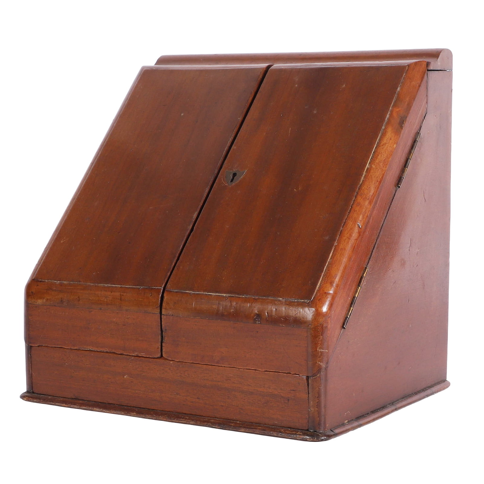 Antique Sloped Stationery Box: Antique Sloped Stationery Box Turn of the century, bottom drawer, 12 3/4"H x 12 1/2"W x 10 1/4"L