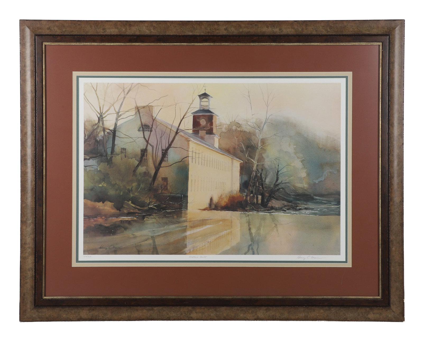 Henry C Meier, Walker's Mill, Print: Henry C Meier, Walker's Mill, Print Of an edition, 759/850. Pencil signed. 21" H x 31" W, sight. 35" H x 41.5" W, frame.