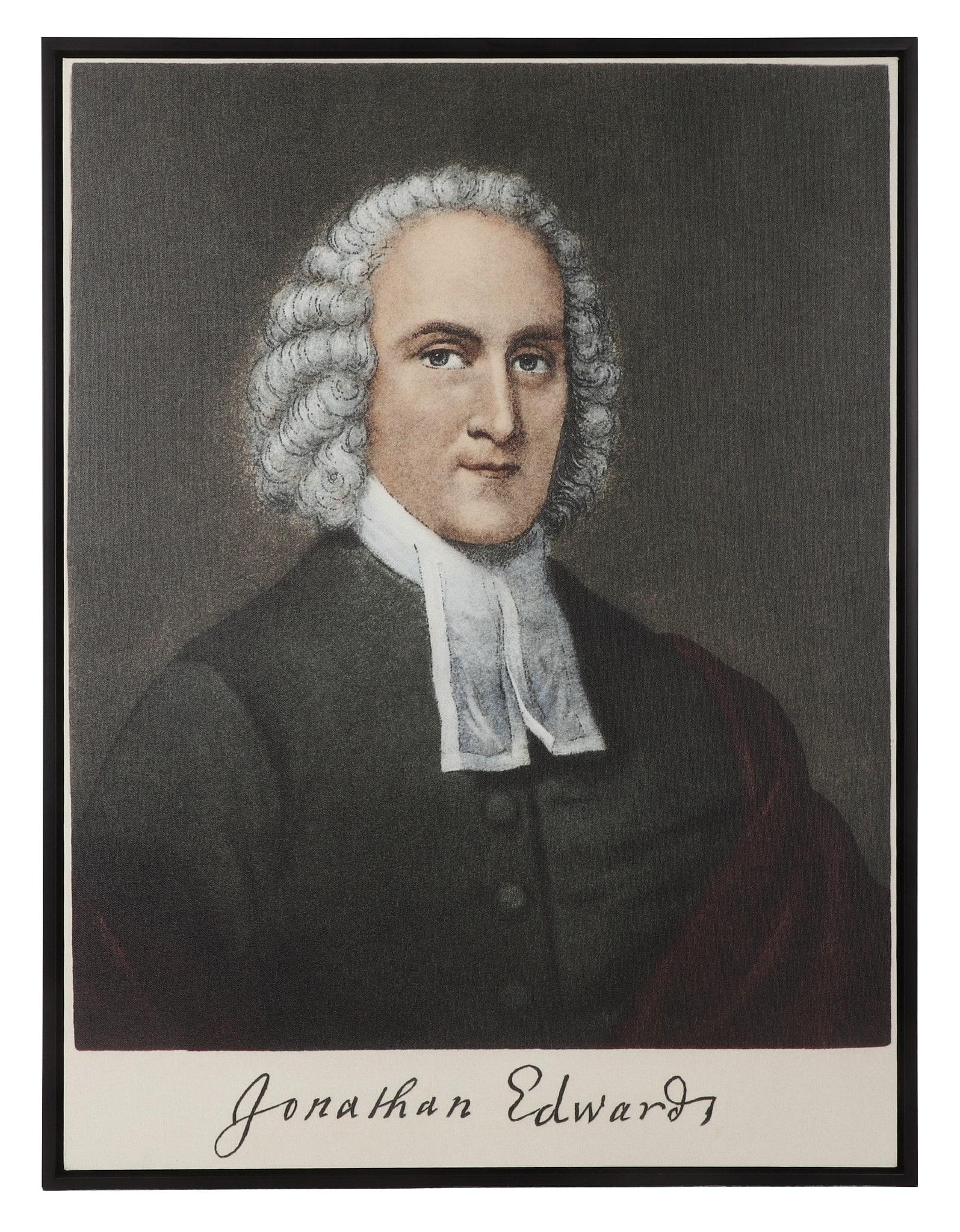 Contemporary Portrait of Jonathan Edwards: Contemporary Portrait of Jonathan Edwards Serigraph print on canvas. 32" H x 24" W, sight.