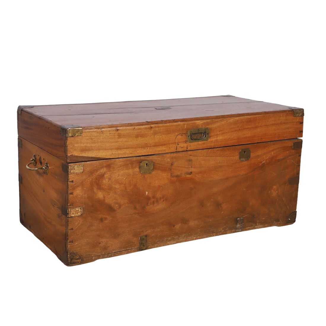 Antique English Campaign Style Chest: Antique English Campaign Style Chest Camphor wood. 18" H x 38.5" W x 19" D
