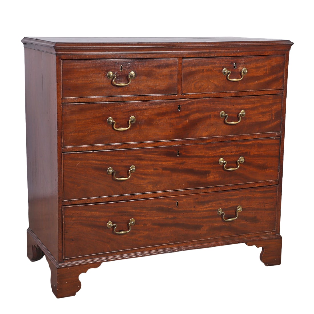 Antique Chippendale Style Chest of Drawers: Antique Chippendale Style Chest of Drawers 2 over 3. Bracket feet replaced. 41" H x 43" W x 21" D