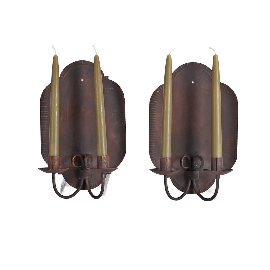 (2) Antique Copper Wall Sconces (1 of 7)