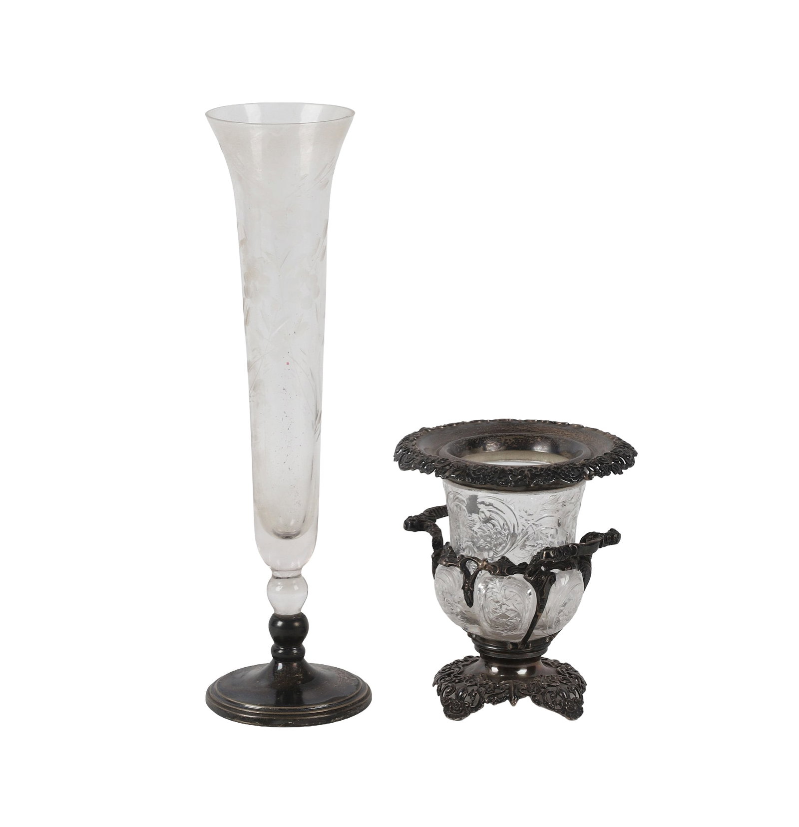 (2) Sterling & Glass Vases (1 of 9)