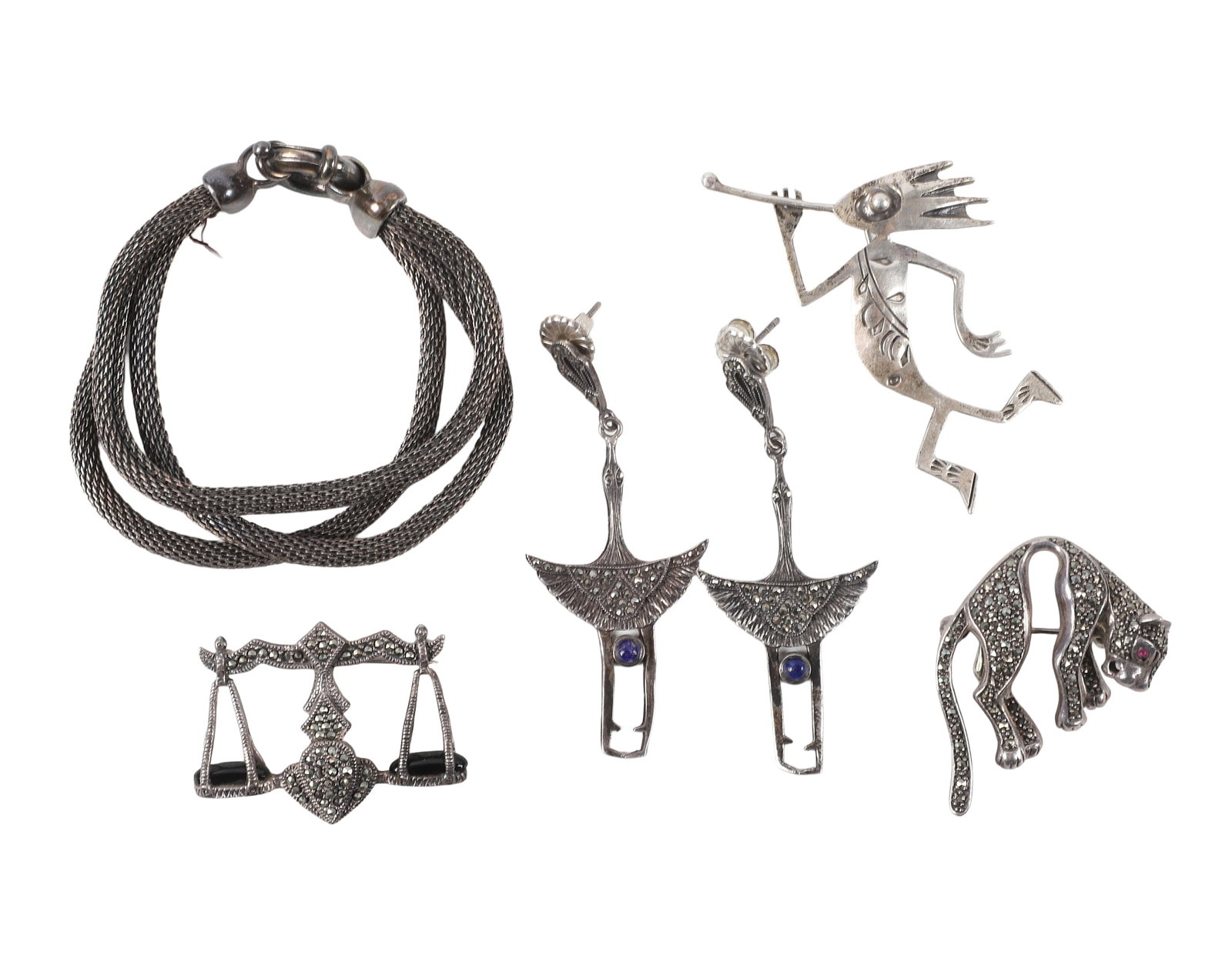 (5) Sterling Silver & Marcasite Jewelry Grouping (1 of 12)