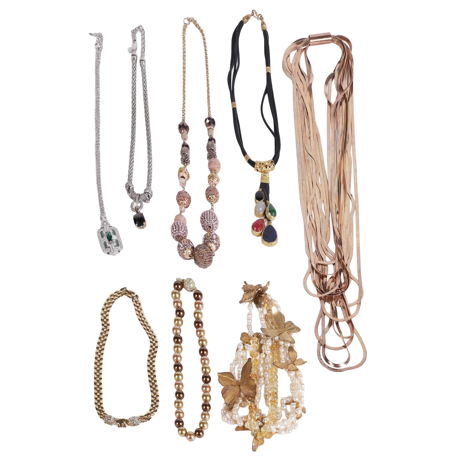 (10) Stone, Bead and Gold Tone Necklaces (1 of 10)