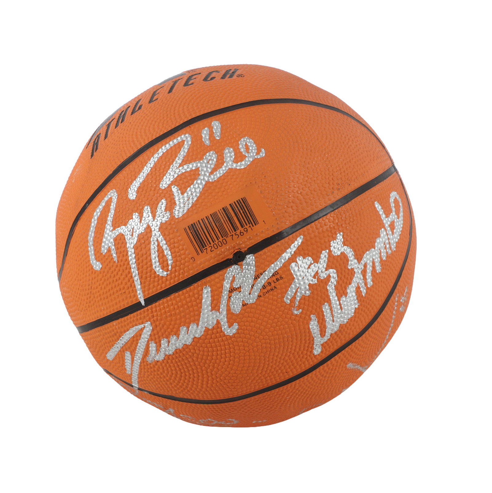 Signed 76ers Basketball 2000-2001: Signed 76ers Basketball 2000-2001 Signed 76ers Basketball 2000-2001, Athletitek full sized basketball, notably signed by Allen Iverson, Larry Brown, and Eric Snow, not authenticated signature group, p