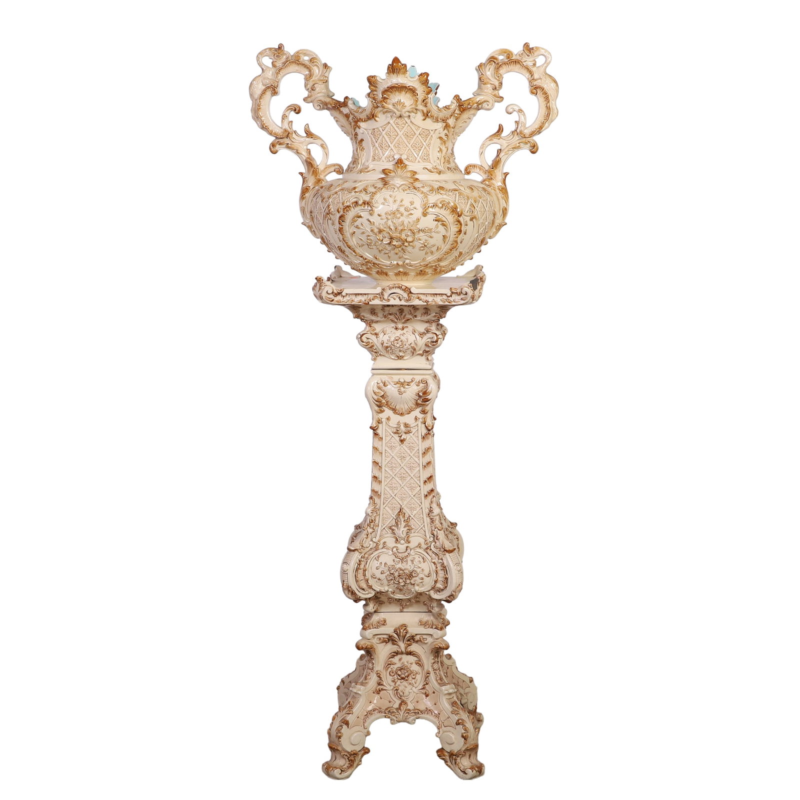 Continental Baroque Style Porcelain Vase on Stand (1 of 7)