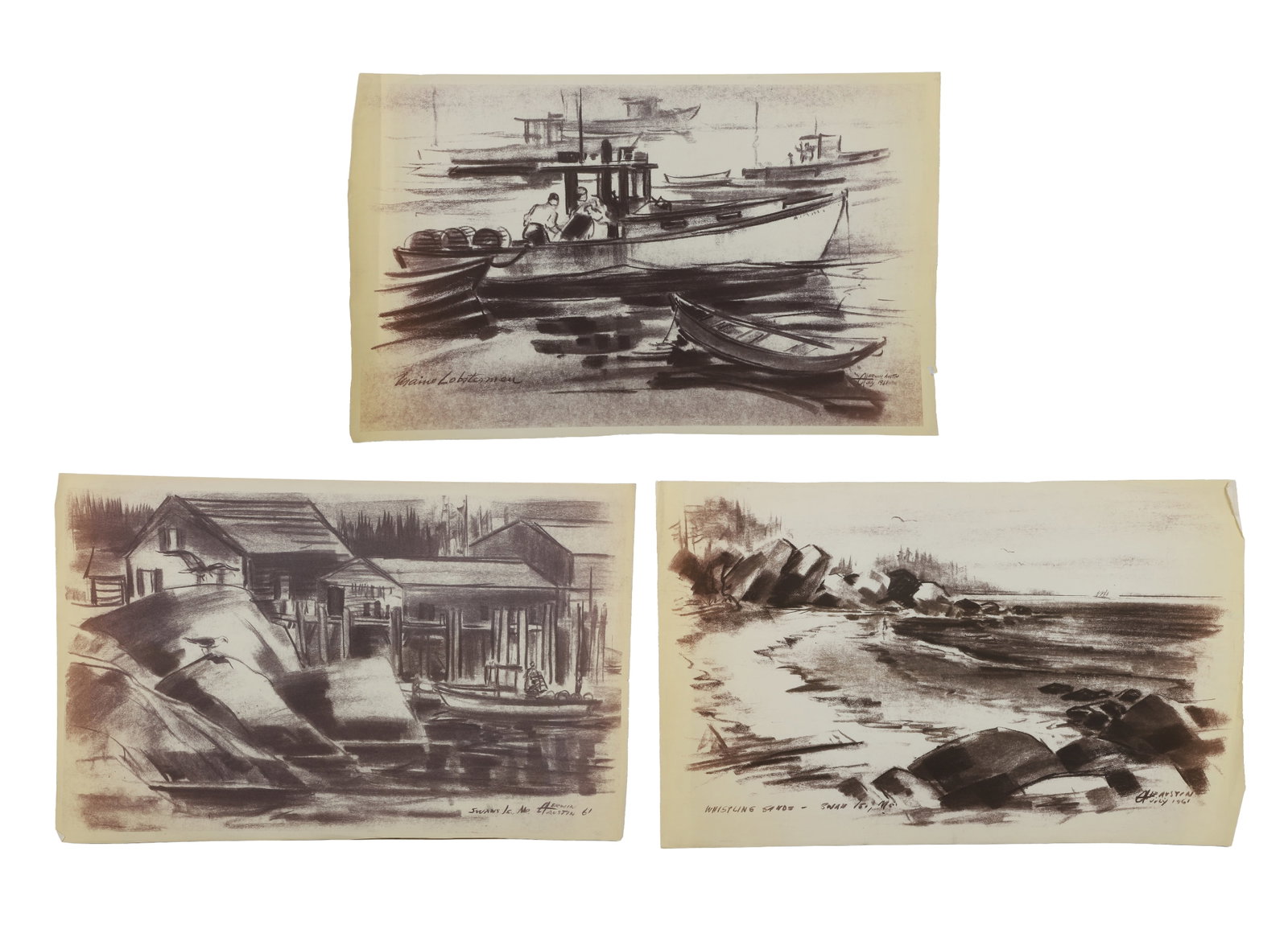 Maine Coastal Prints On Paper, Signed Erwin Austin. (1 of 7)