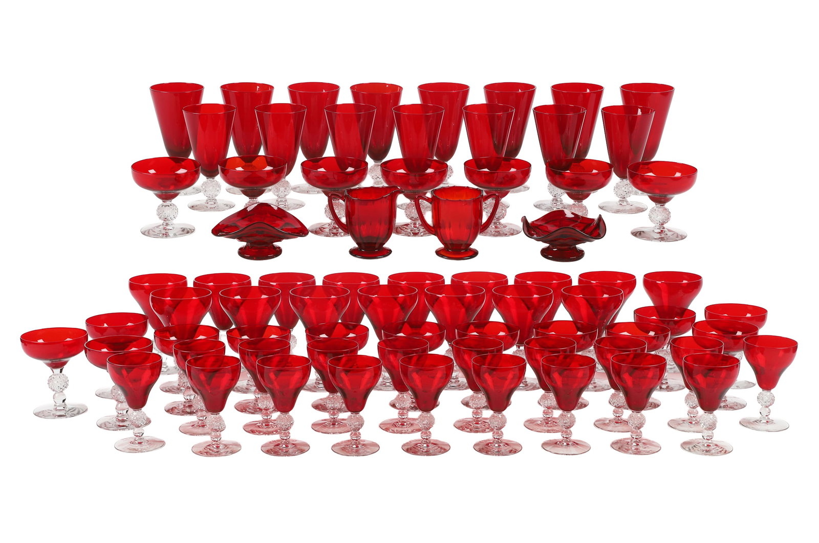 (69) Ruby Morgantown Golf Ball Glasses w/ Extras (1 of 16)