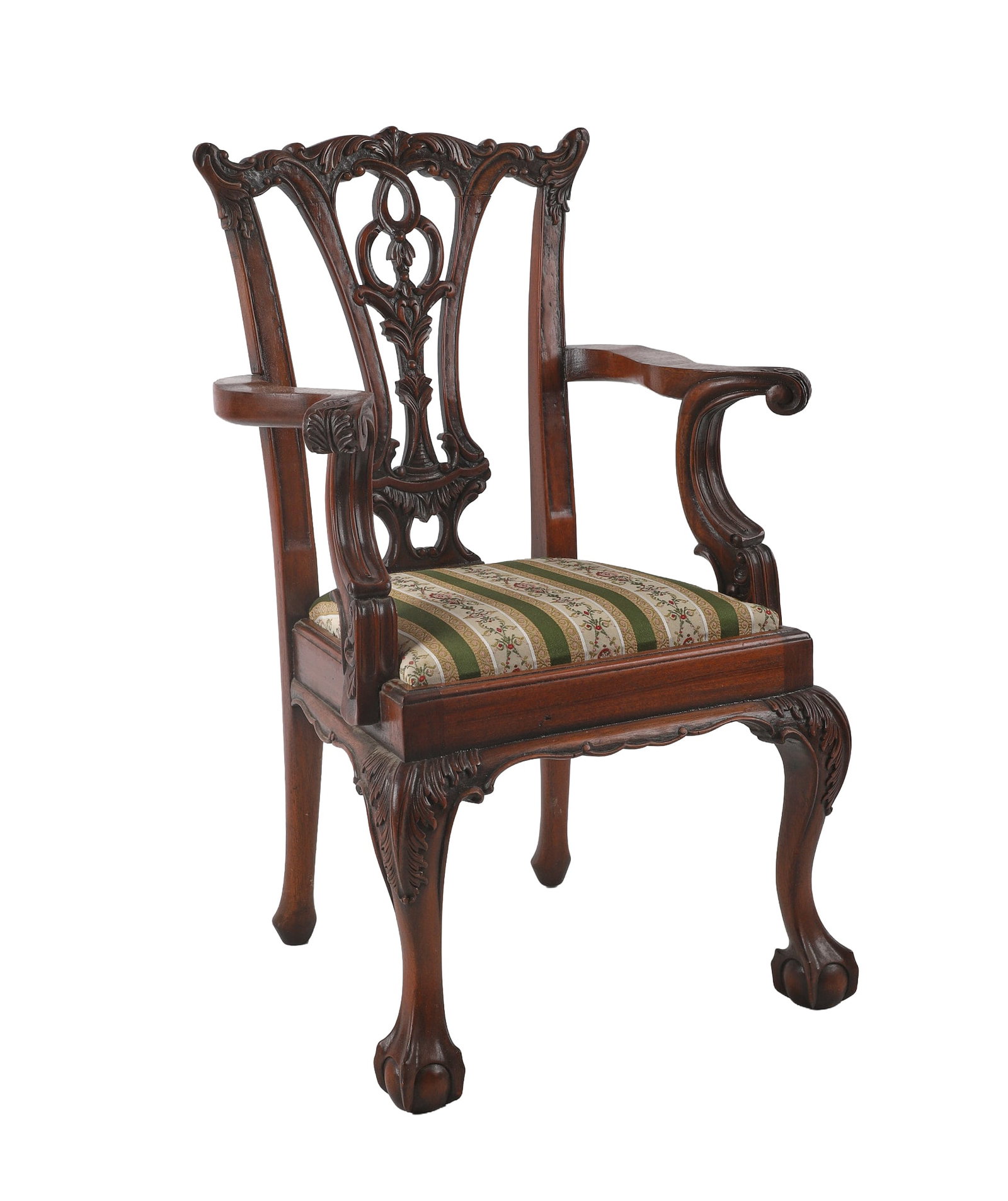 1/2 Scale Carved Chippendale Style Armchair: 1/2 Scale Carved Chippendale Style Armchair An endearing fully carved 1/2 scale Chippendale style Vase back armchair. Size: 25" H x 15" W x 14" D