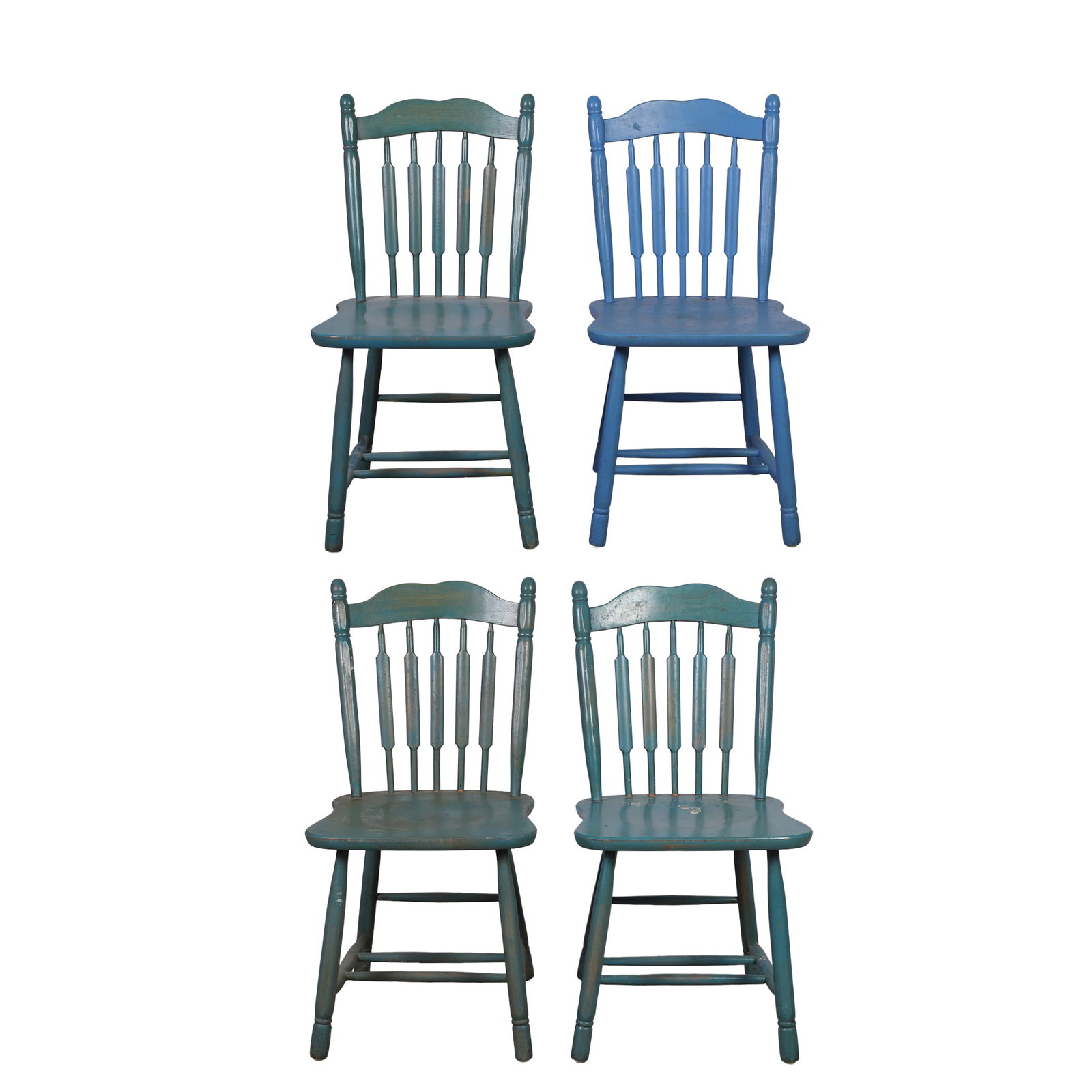 (4) Paint Decorated Arrow Back Chairs: (4) Paint Decorated Arrow Back Chairs Solid wood. 33.5" H x 17" W x 17" D