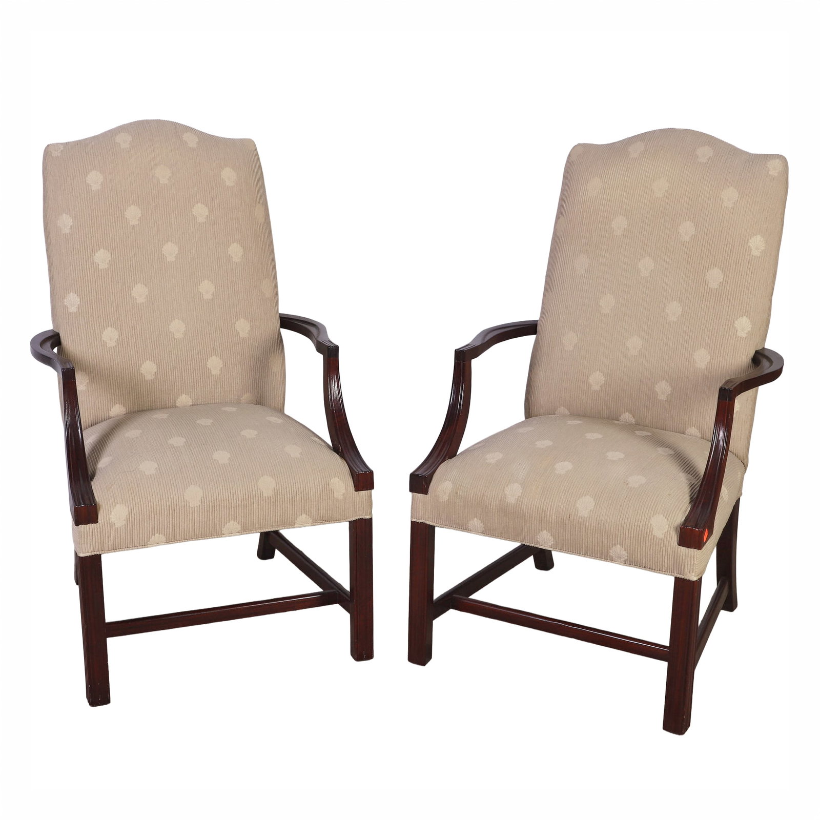 (2) Labeled Pennsylvania House Lolling Chairs Size: 43" H x 26" W x 25" D: (2) Labeled Pennsylvania House Lolling Chairs Labeled. Size: 43" H x 26" W x 25" D