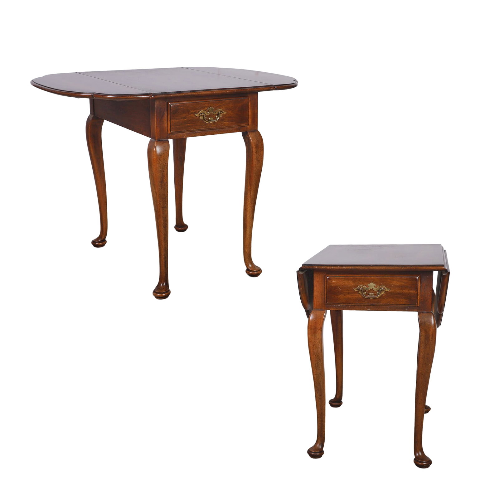 (2) Vintage Colonial Revival Pembroke Style Tables: (2) Vintage Colonial Revival Pembroke Style Tables Labeled Statton Trutype Americana. 25.5" H x 17.5" W x 27" D