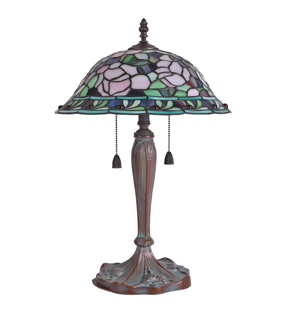 Leaded Glass Table Lamp 13 1/2"w x 21"h (1 of 9)