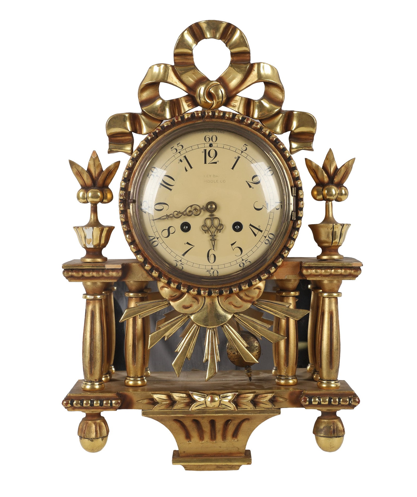 Midcentury Swedish Gilt Wood Wall Clock (1 of 12)