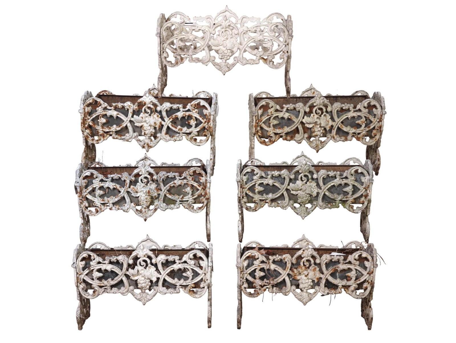 Set of (7) Victorian cast iron grapevine planters (1 of 5)