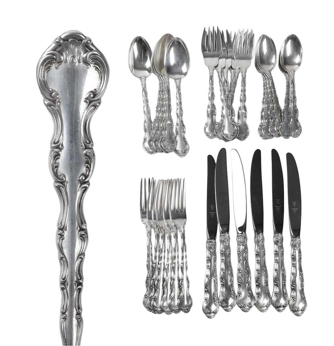 (30) Gorham Sterling 'Strasbourg' Silverware Set, Service for Six (1 of 8)