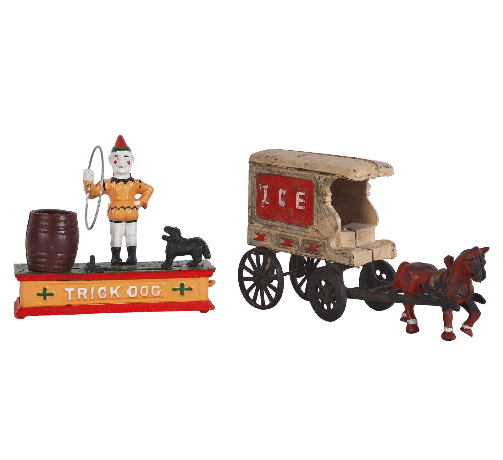 (2) Vintage Cast Iron Toys Including Trick Dog Bank (1 of 6)