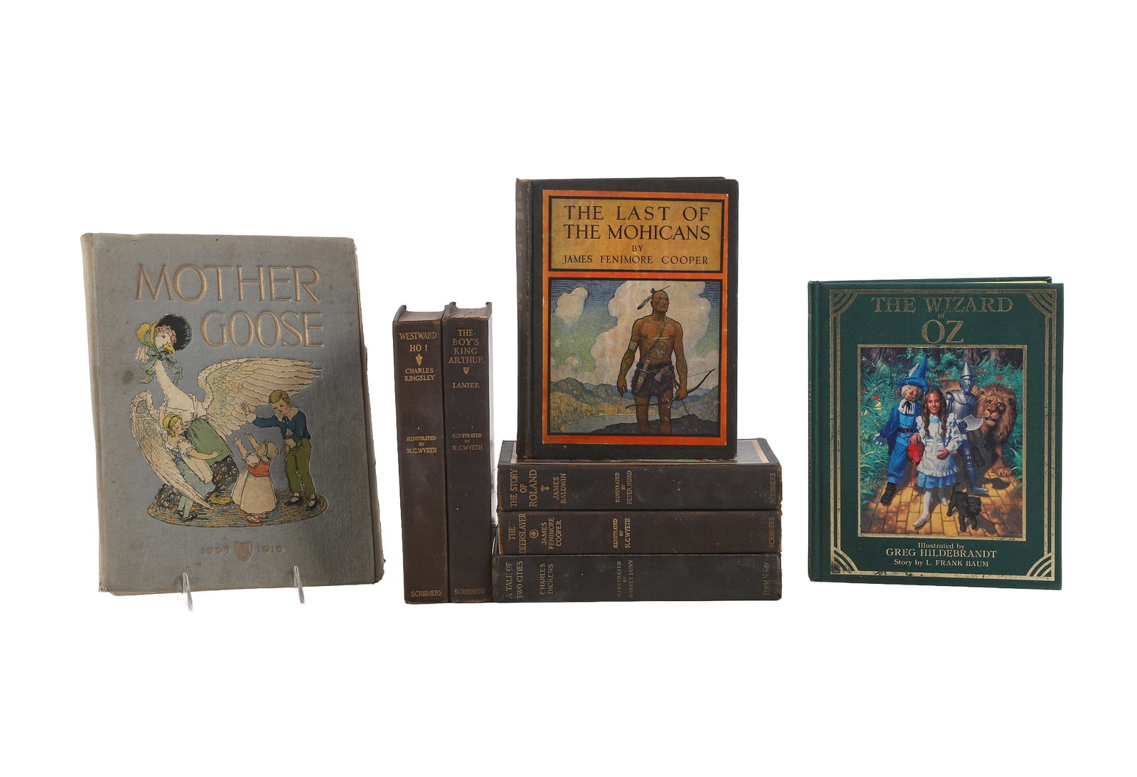 Early Illustrated Classics Feat. N.C. Wyeth: Early Illustrated Classics Feat. N.C. Wyeth (6) Collection of early 1920s and 30s hardcover classic novels including A Tale of Two Cities, The Boy's King Arthur, Westward Ho!, The Story of Roland, The