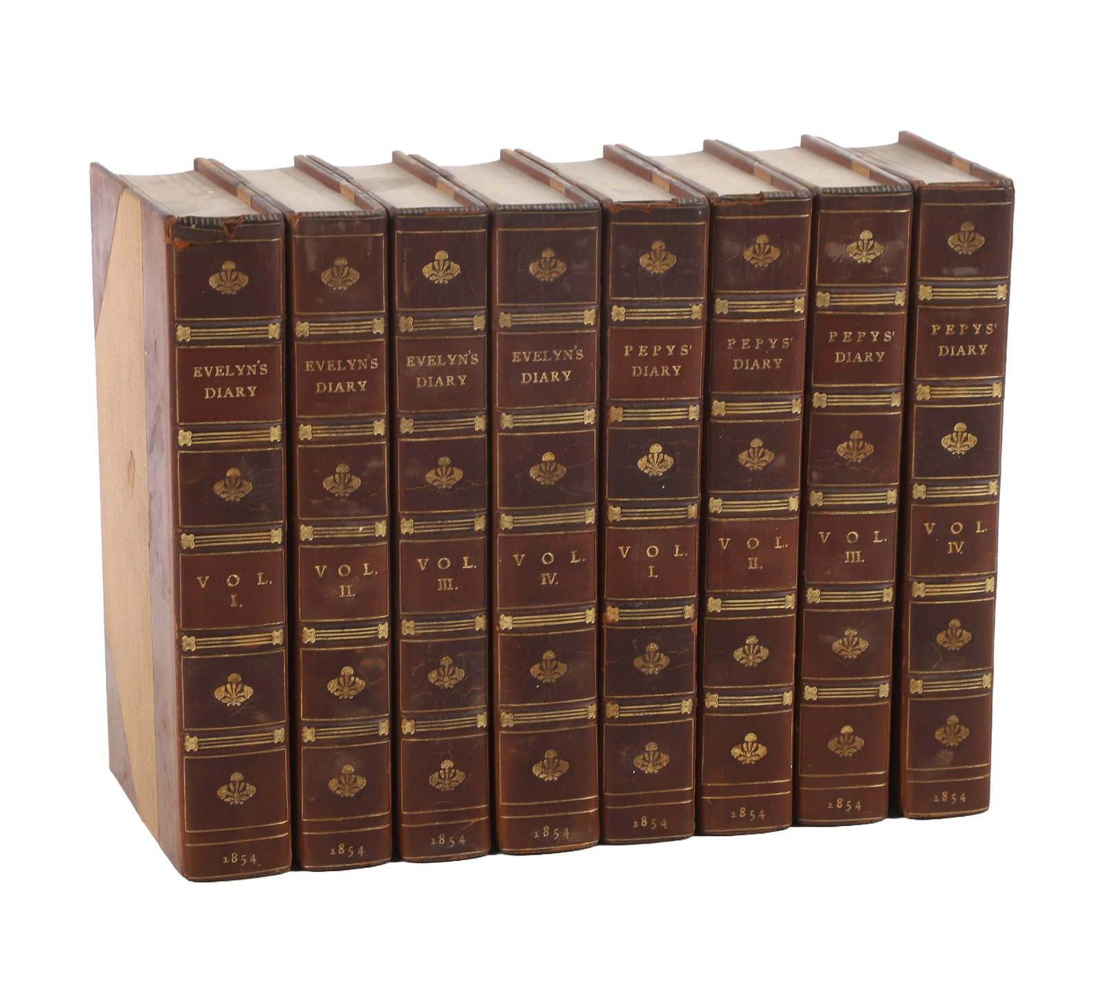 1854 'Evelyn's Diary' & 'Pepys' Diary' Four-Volume Sets: 1854 'Evelyn's Diary' & 'Pepys' Diary' Four-Volume Sets (2) 1854 Four-volume sets published in London for Henry Colburn including 'Diary and Correspondence of John Evelyn, F.R.S.' and 'Diary and