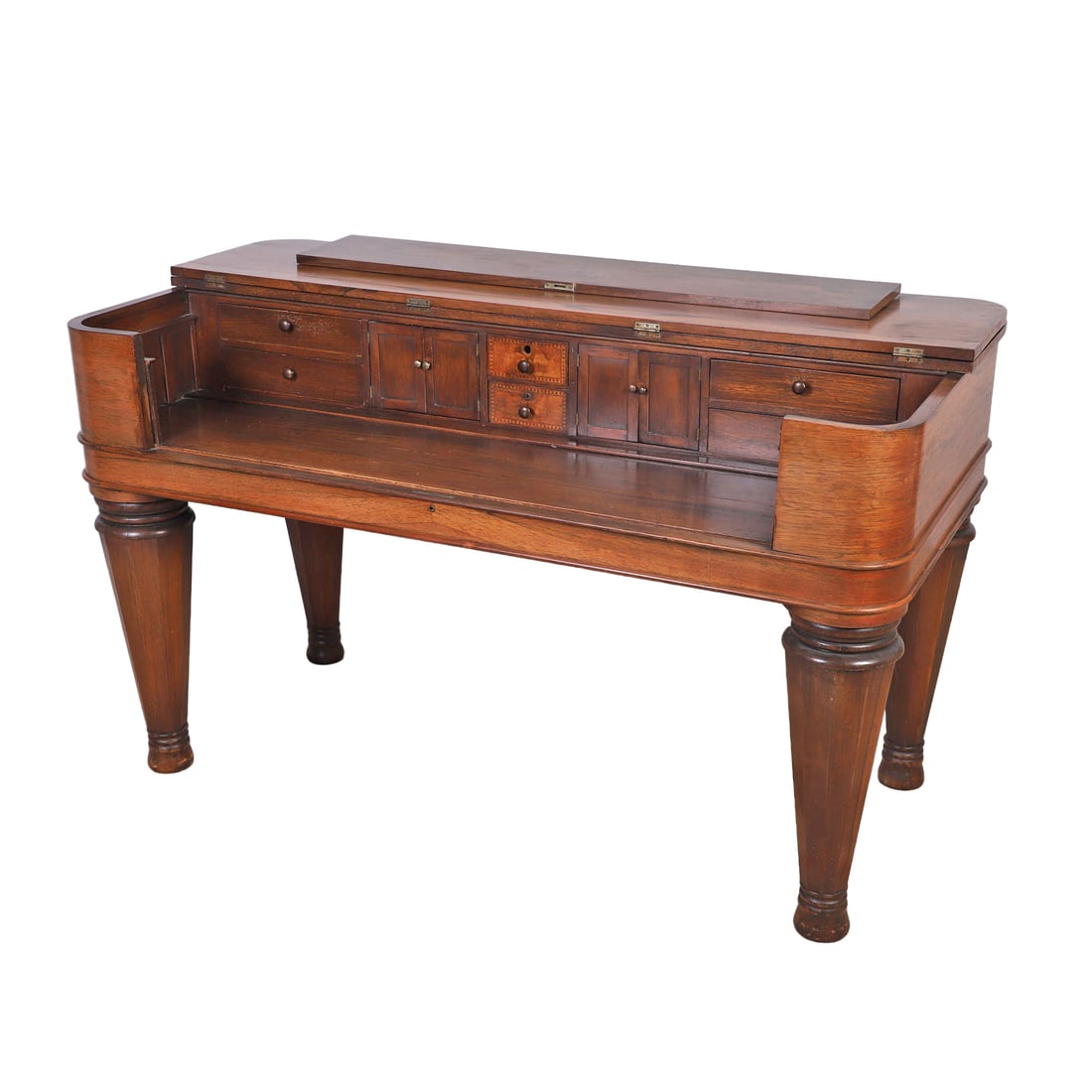 Antique Empire Style Spinet Writing Desk: Antique Empire Style Spinet Writing Desk Rosewwod. Sun-bleached. Fitted interior. Size: 36" H x 58" W x 28.25" D