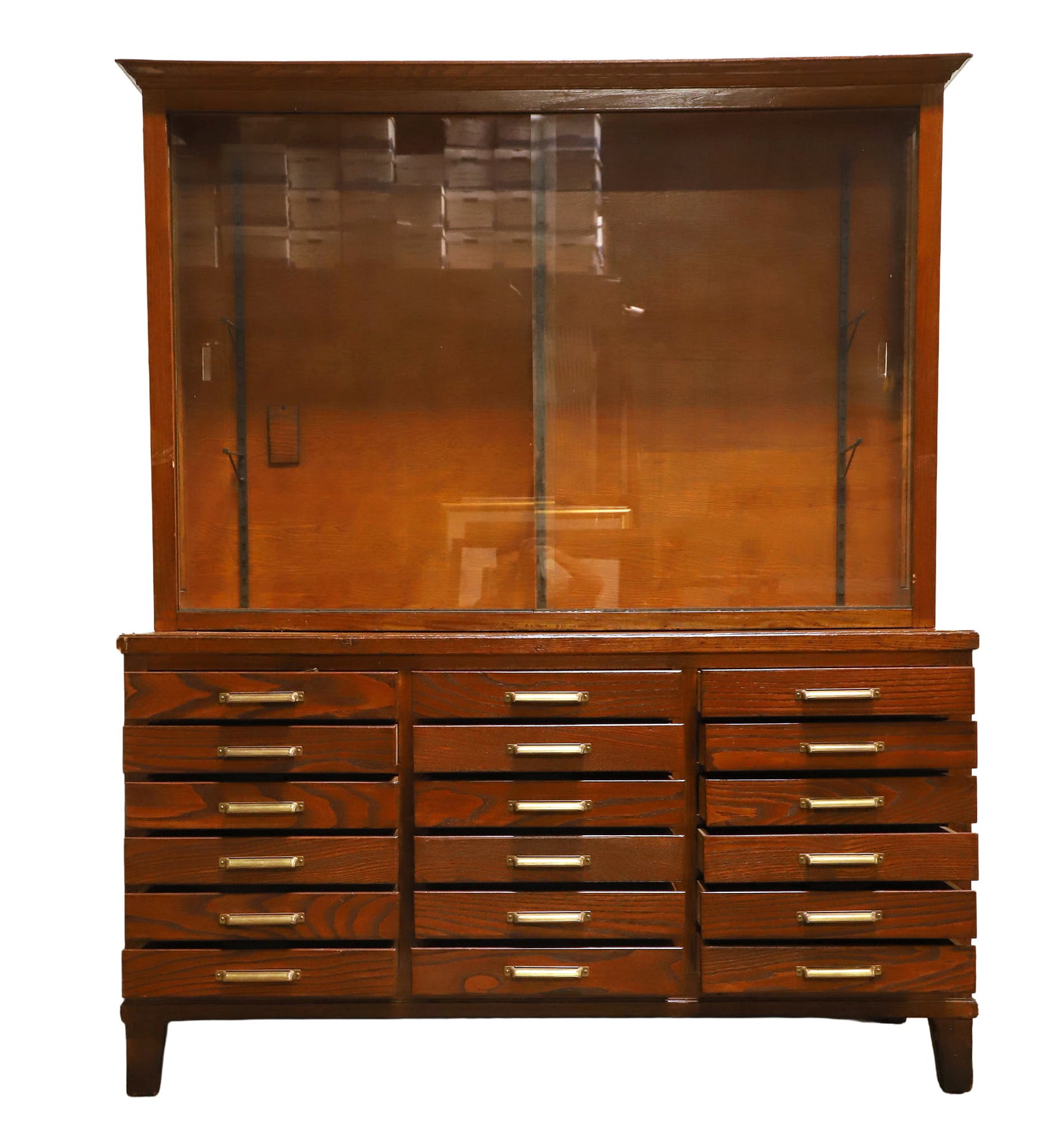 Antique Pine Stationery/Apothecary Store Two-piece Cabinet (1 of 6)