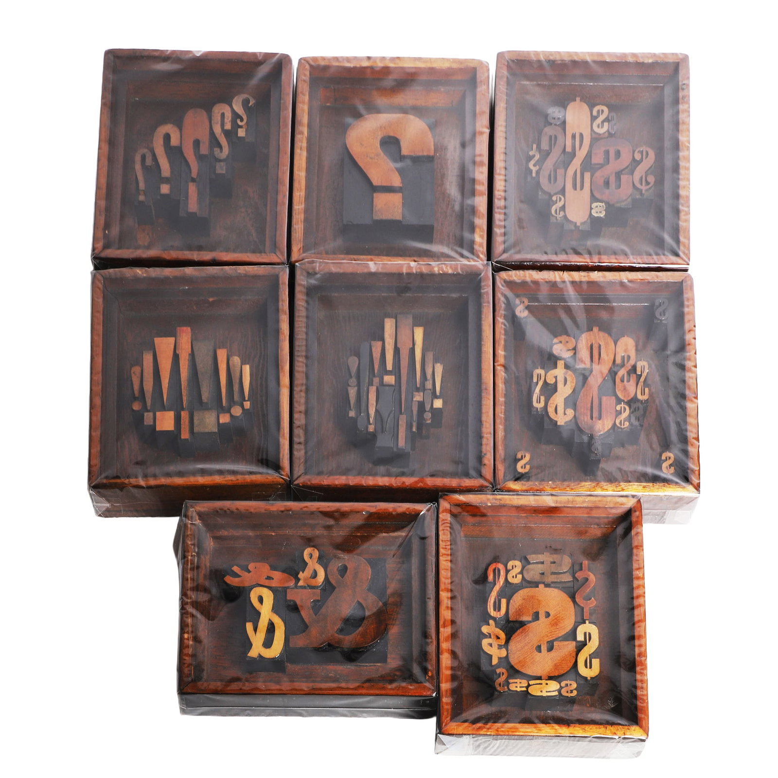 (8) NOS Typography Wall Art, Special Characters: (8) NOS Typography Wall Art, Special Characters (8) Lot of NOS typography sculptural wall art by Sy Blinn featuring special characters like the dollar sign, ampersand, question and exclamation mark. E