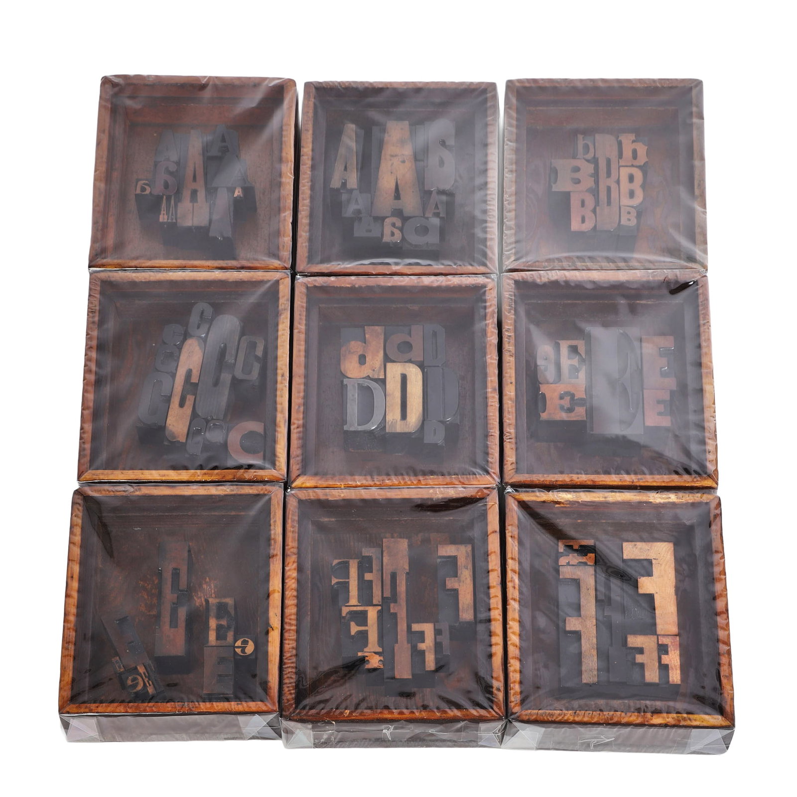 (9) NOS Typography Wall Art, A-F: (9) NOS Typography Wall Art, A-F (9) Lot of NOS typography sculptural wall art by Sy Blinn featuring letters of the alphabet A-F. Each 10" x 8".
