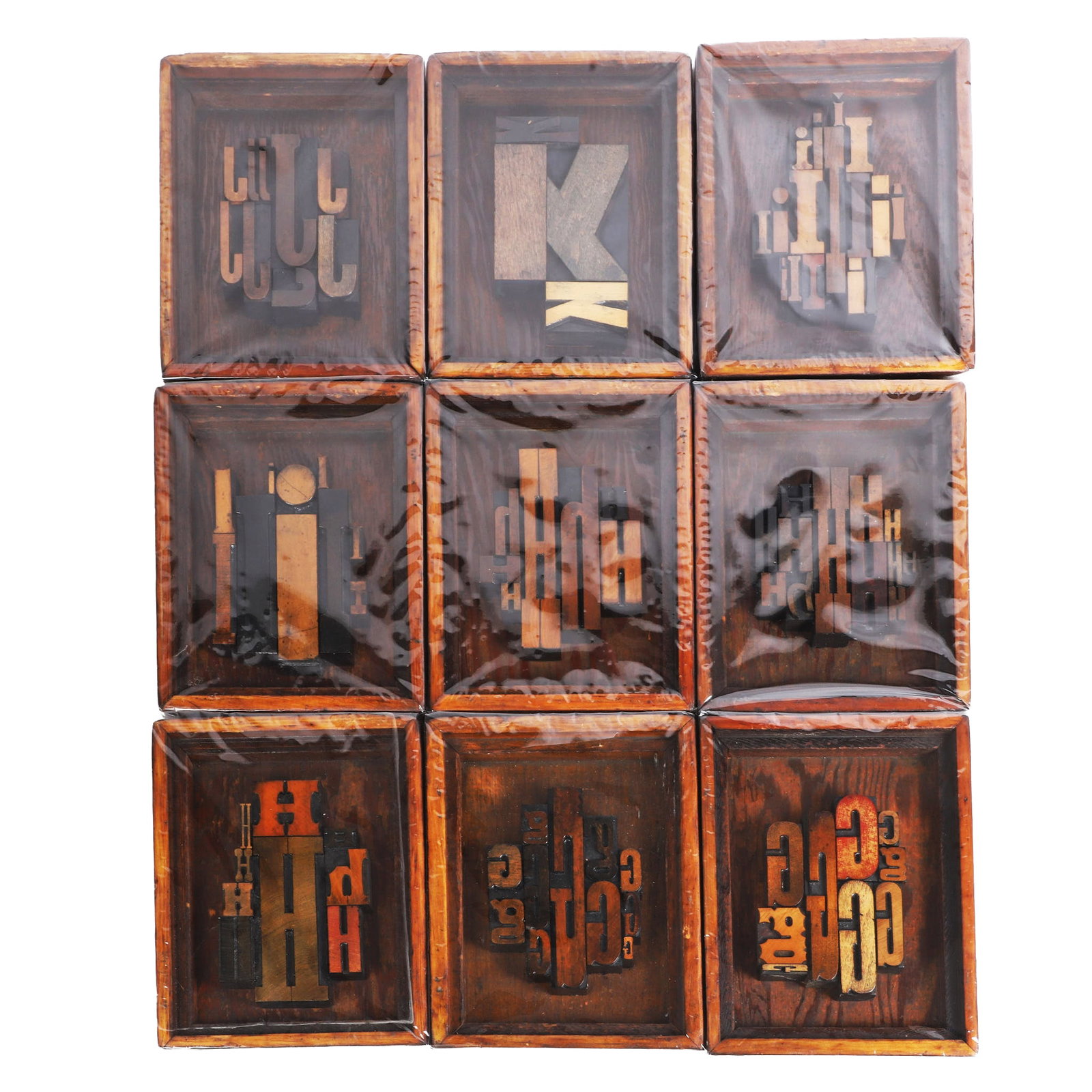 (9) NOS Typography Wall Art, G-K: (9) NOS Typography Wall Art, G-K (9) Lot of NOS typography sculptural wall art by Sy Blinn featuring letters of the alphabet G-K. Each 10" x 8".