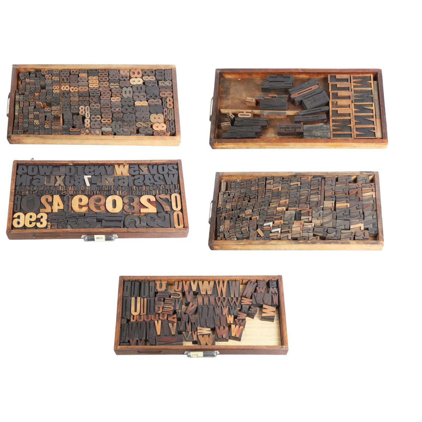 Vintage and Antique Letterpress Typeset Blocks, (5) Drawers (1 of 7)