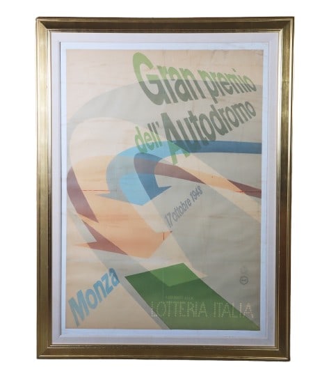 1948 Gran Premio dell'Autodromo Poster: 1948 Gran Premio dell'Autodromo Poster 1948 Gran Premio dell'Autodromo Poster, original Italian racing poster, color lithograph on paper, designed by Max Huber, printed by Nicola Moneta, Milan, 54