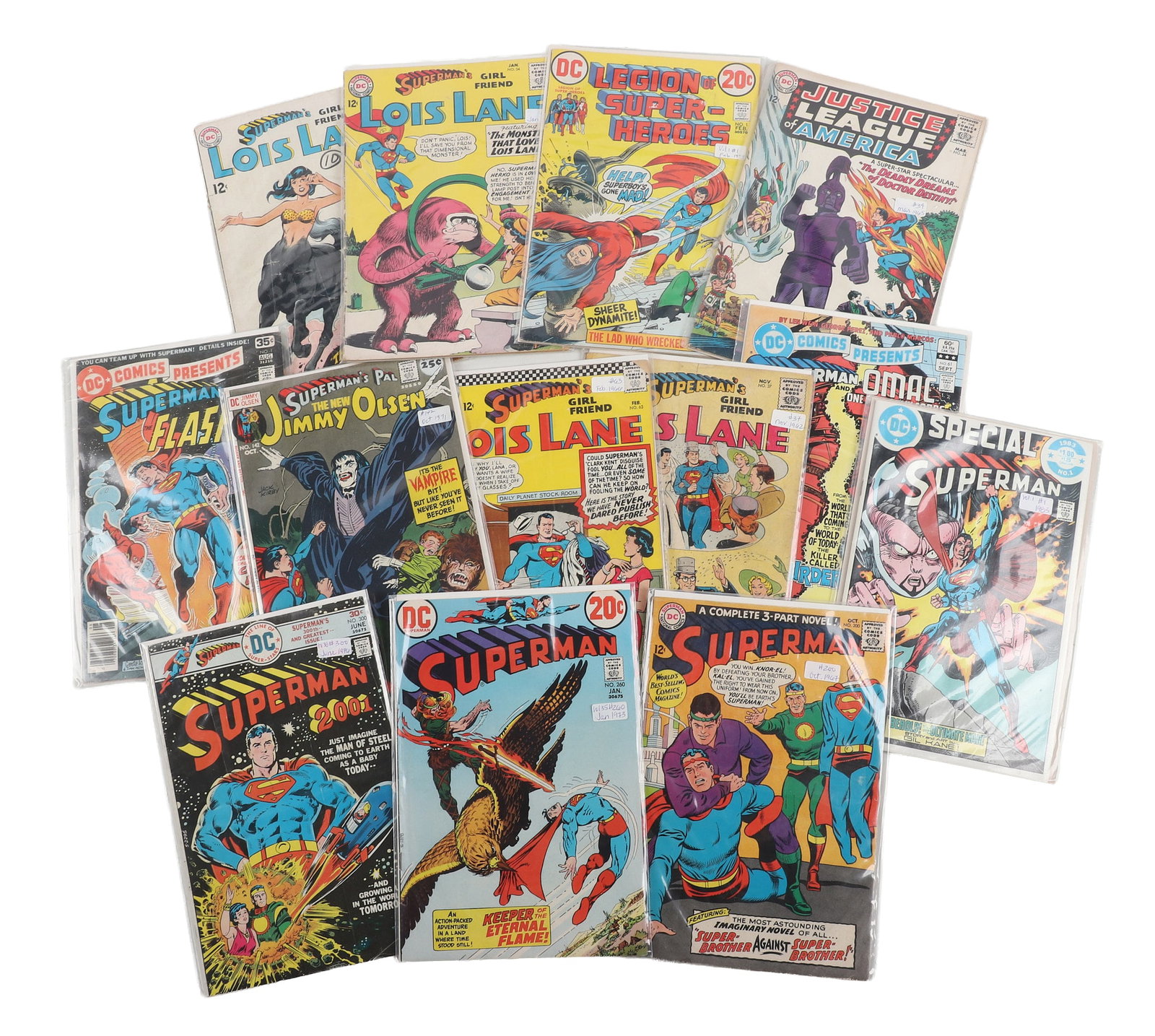 (13) DC Silver Age Superman Comics: (13) DC Silver Age Superman Comics (12) DC Silver Age Superman comic books also including Justice League of America, Superman & The Flash and Superman's Girlfriend Lois Lane. Overall good condition
