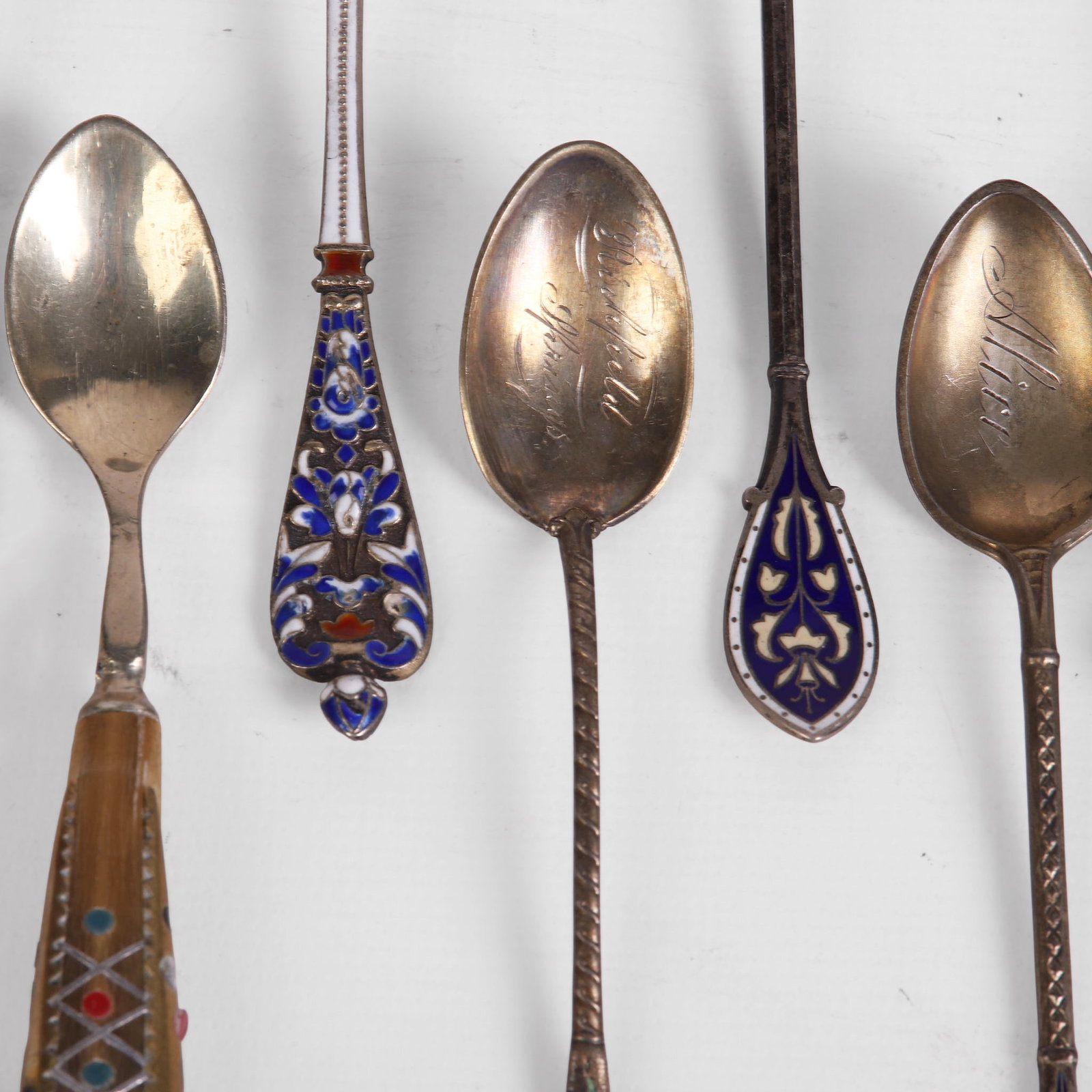 (18) Enameled Silver Flatware - 9