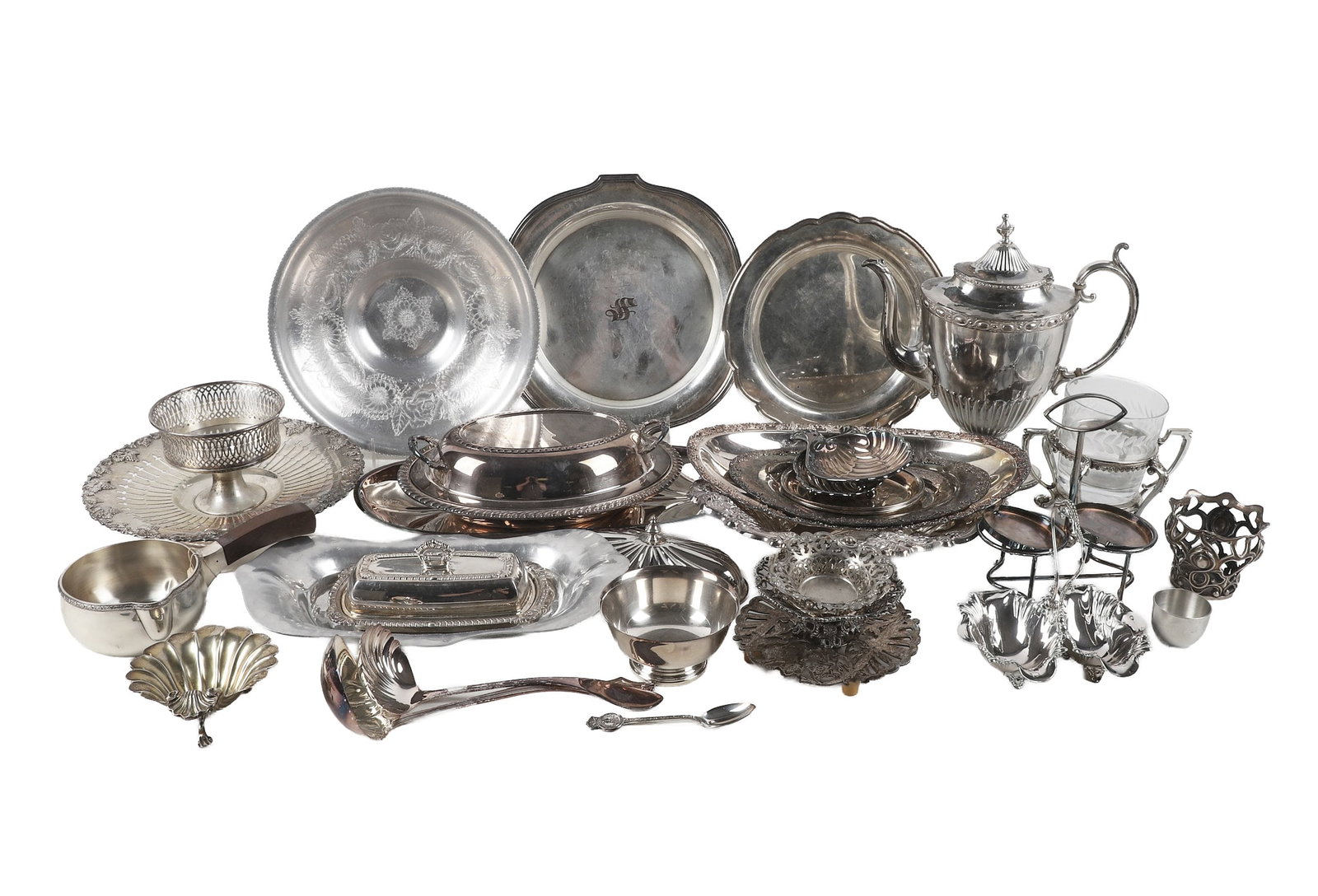 Generous Lot of Silverplate Articles: Generous Lot of Silverplate Articles Silver plate articles includes dishes, utensils, serving wares and much more.