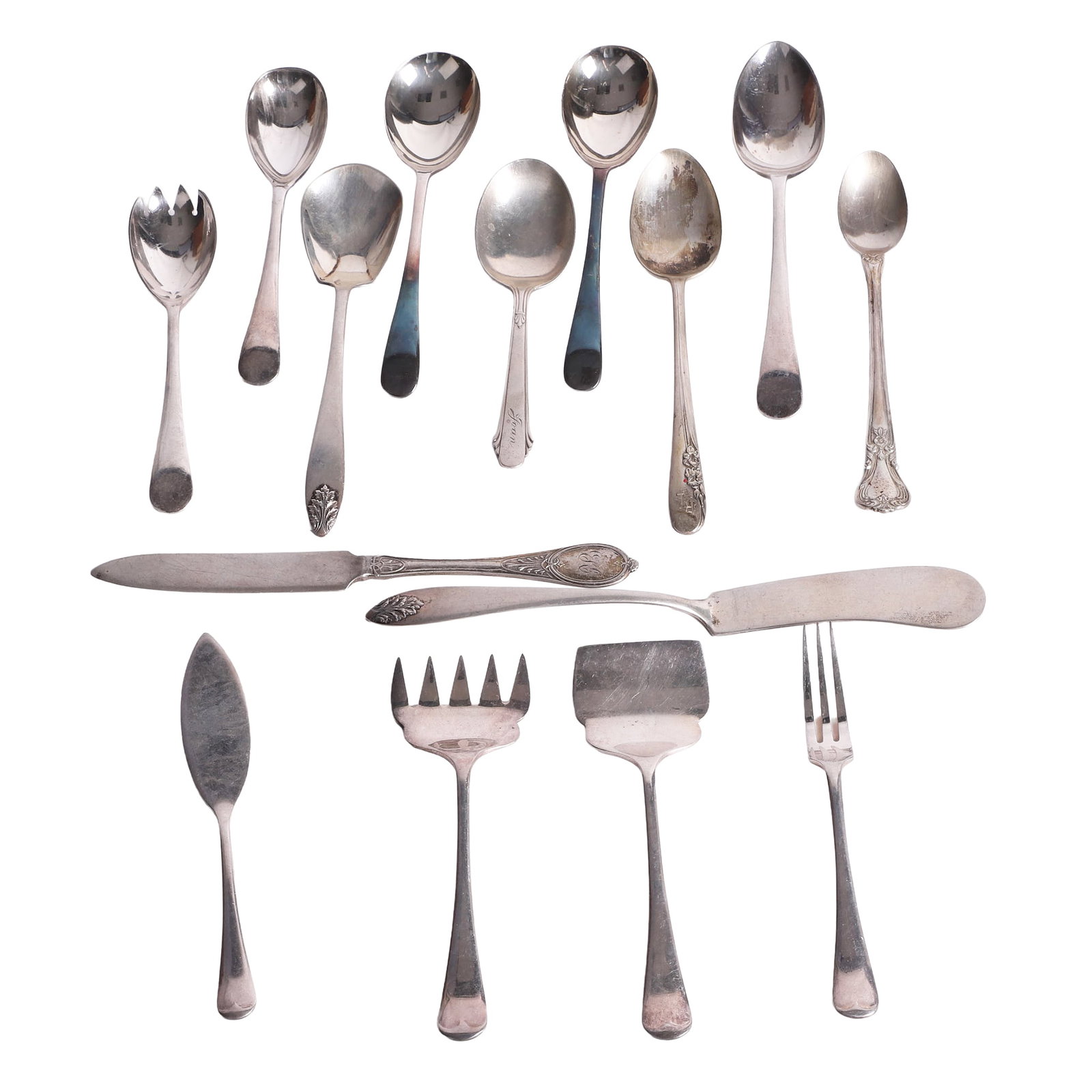 (15) Pcs Children's Silver Flatware: (15) Pcs Children's Silver Flatware (15) Sterling silver & silver plate children's flatware with a (7) piece set of Henry, Edward & Frank Atki Sheffield wares, (2) silver plate spoons and (6) sterling