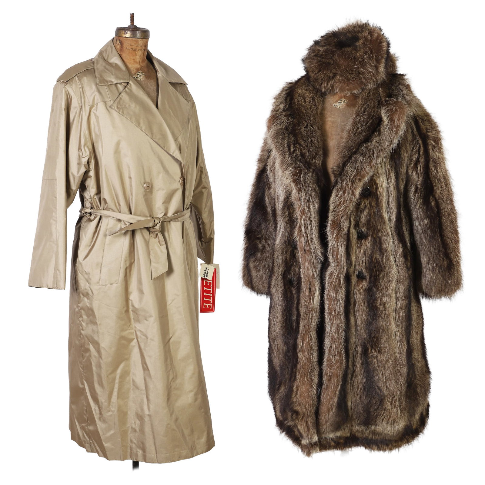 Raccoon Fur Coat & Hat, Trench Coat (1 of 20)