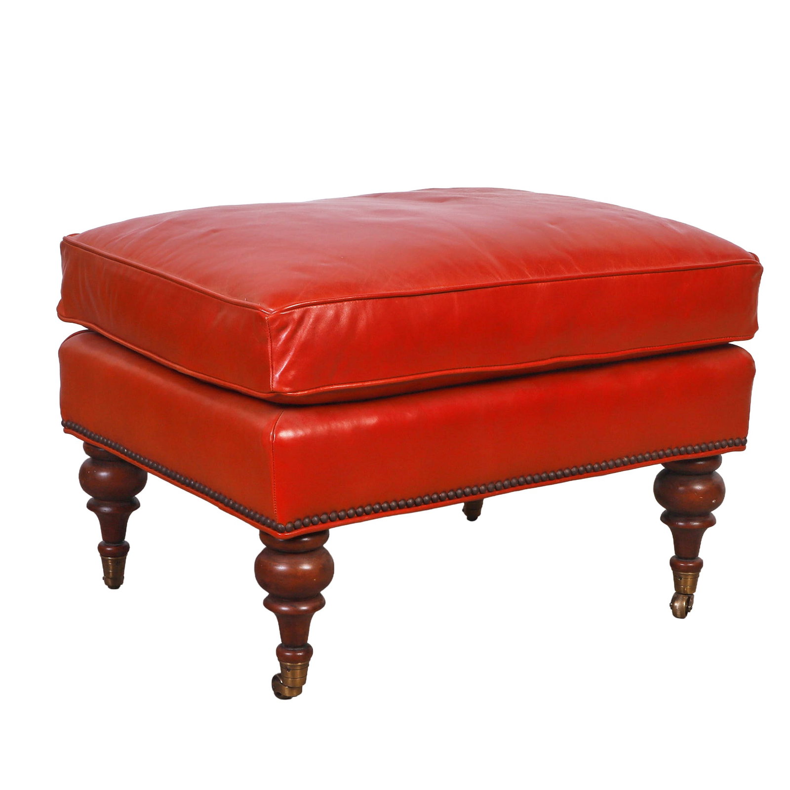 Kati Curtis Red Leather Ottoman (1 of 3)
