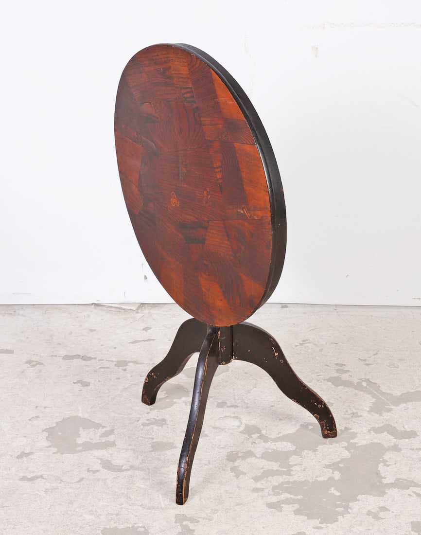 Folk Art Patchwork Marquetry Tea Table - 3
