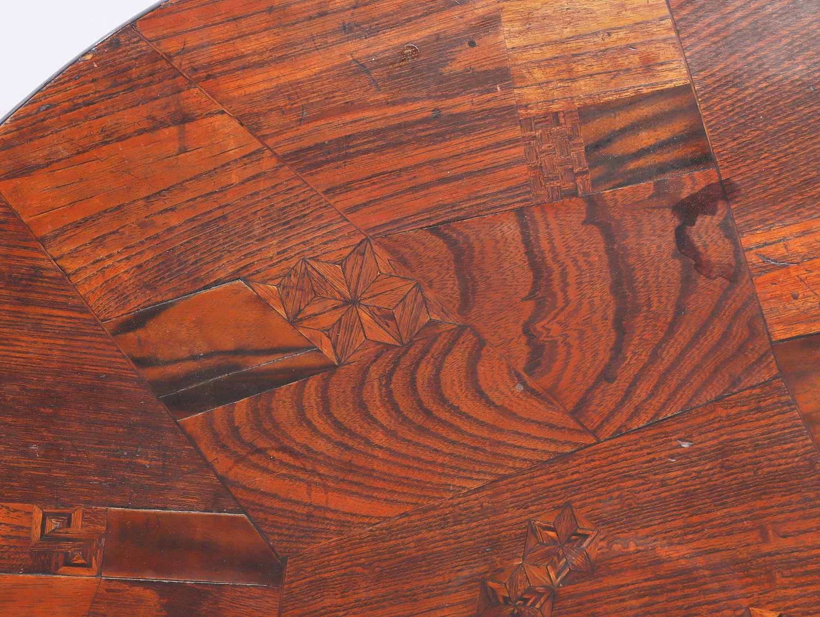 Folk Art Patchwork Marquetry Tea Table - 6