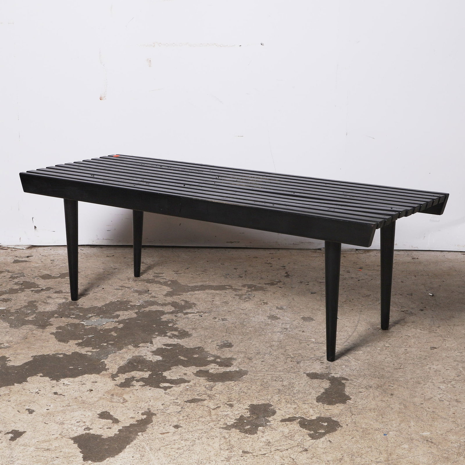 Mid-Century Modern Ebonized Slat Bench (1 of 3)