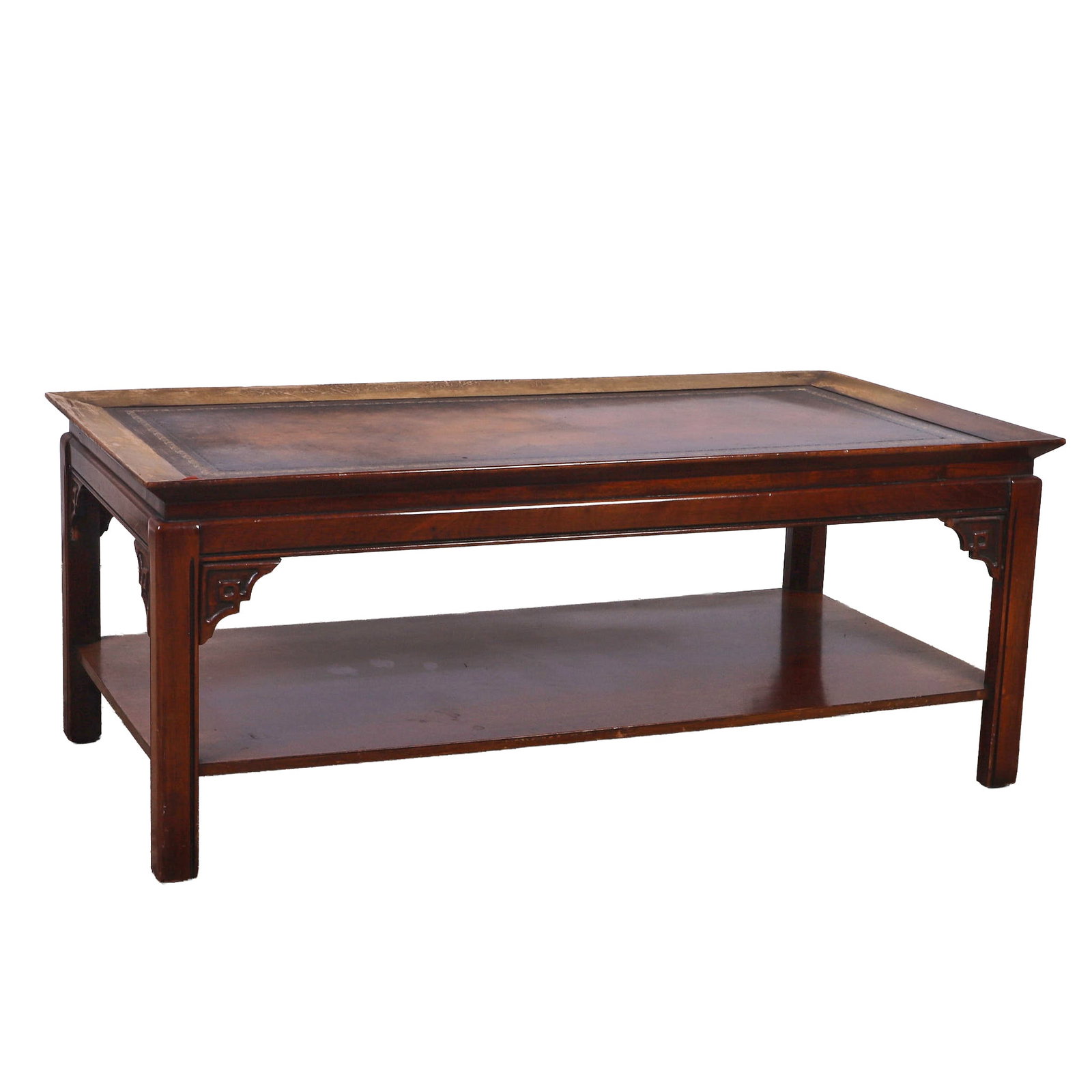 Leather Top Coffee Table, Late 20th C. (1 of 5)