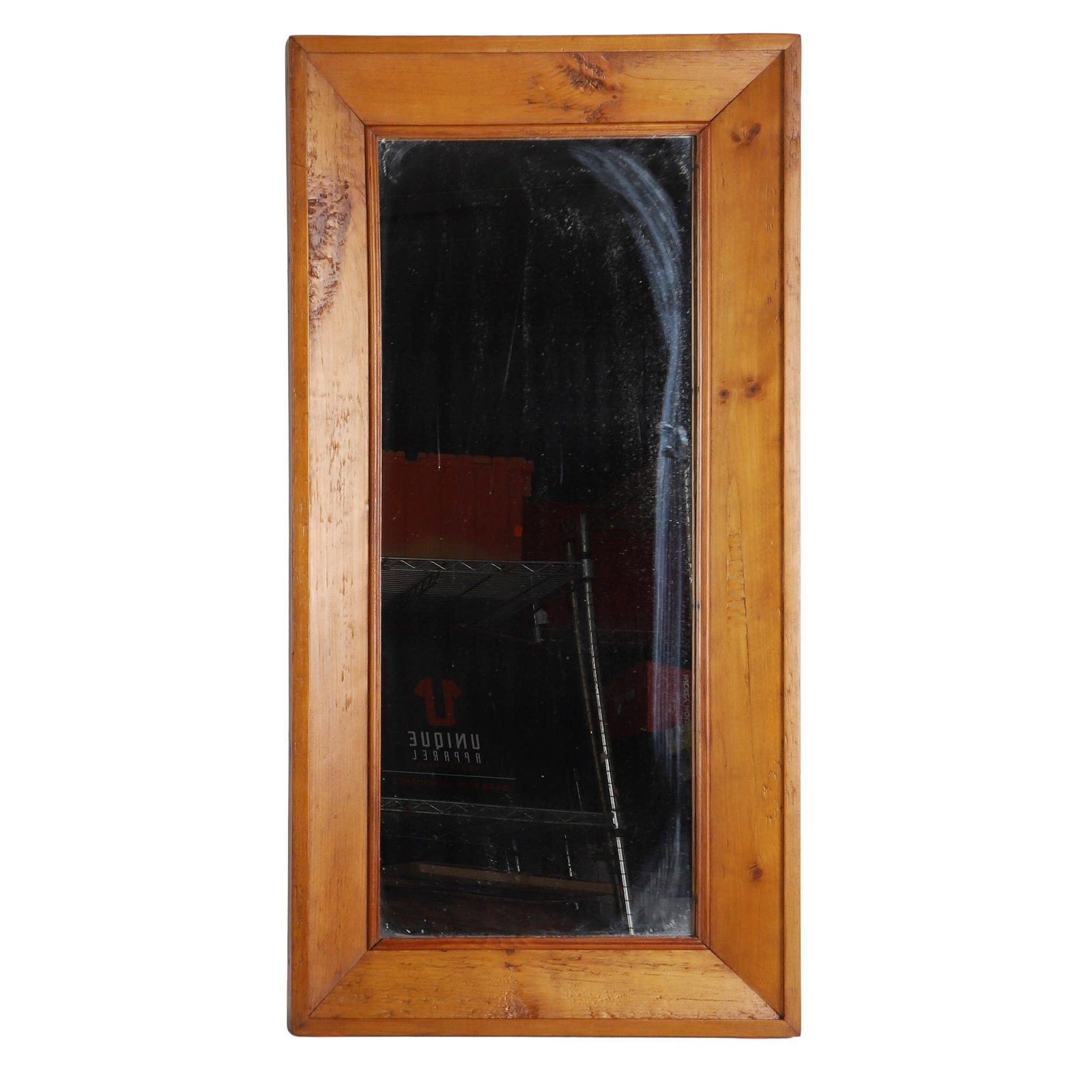 Rustic 19th C Framed Mirror: Rustic 19th C Framed Mirror Hand-crafted molded maple frame, newer glass. 31.25" H x 16" W frame.