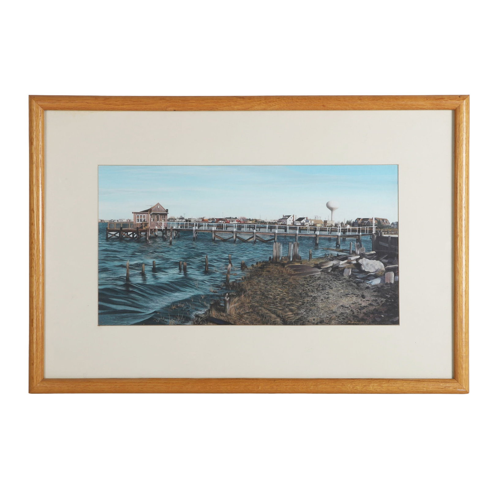 Diane Zaugra Greenhalgh (New Jersey, Active) Painting: Diane Zaugra Greenhalgh (New Jersey, Active) Painting Hyper-realistic regionalist plein air coastal painting titled "The View from 17th Street (Brigantine, NJ)." Acrylic on paper and framed under glas