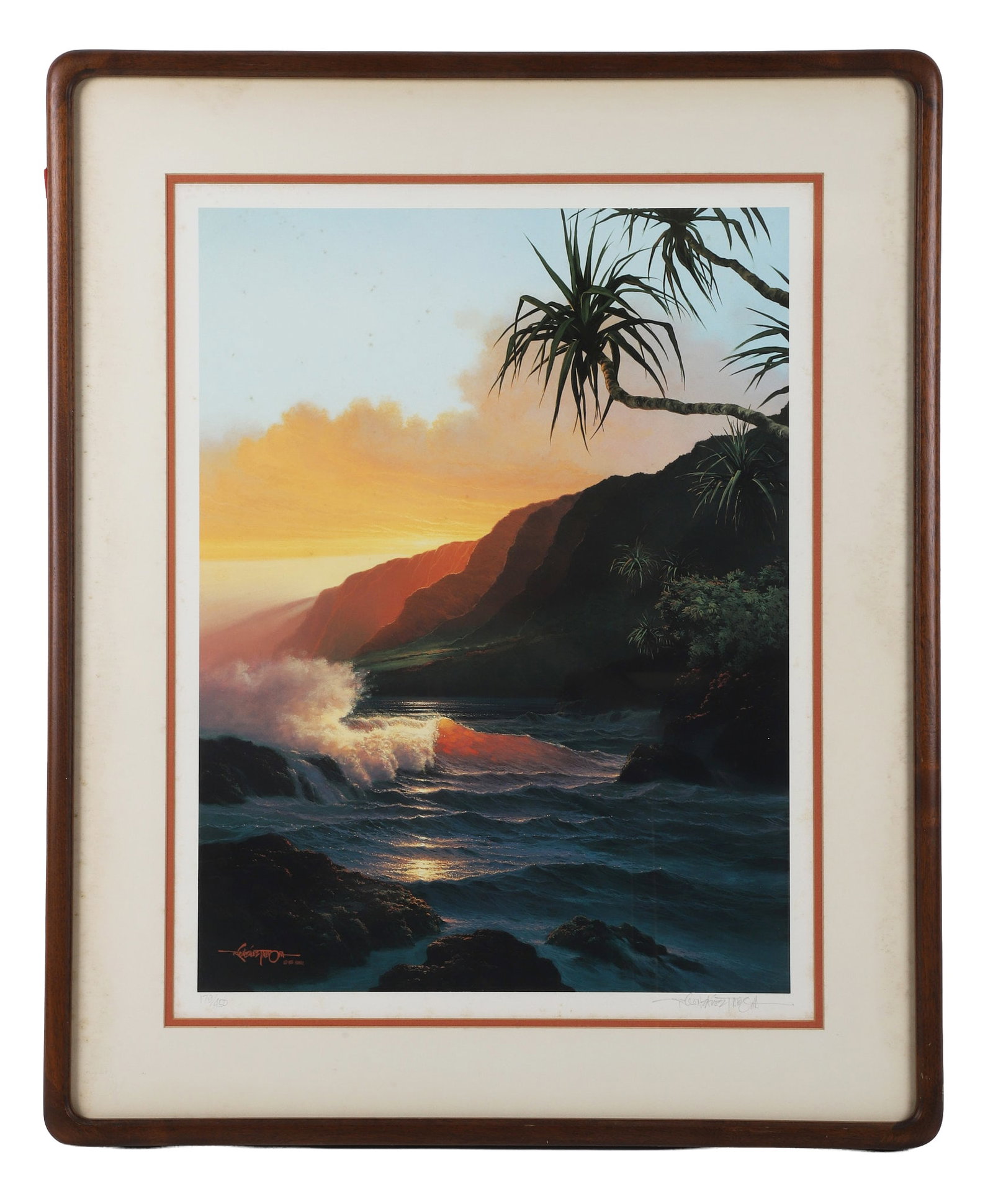 Roy Gonzalez Tabora, Signed Lithograph: Roy Gonzalez Tabora, Signed Lithograph Titled "The Last Rays of Summer" and numbered 179/450. Framed under glass. Pencil-signed and numbered. Remnants of a COA is affixed on the reverse. Evidence of f
