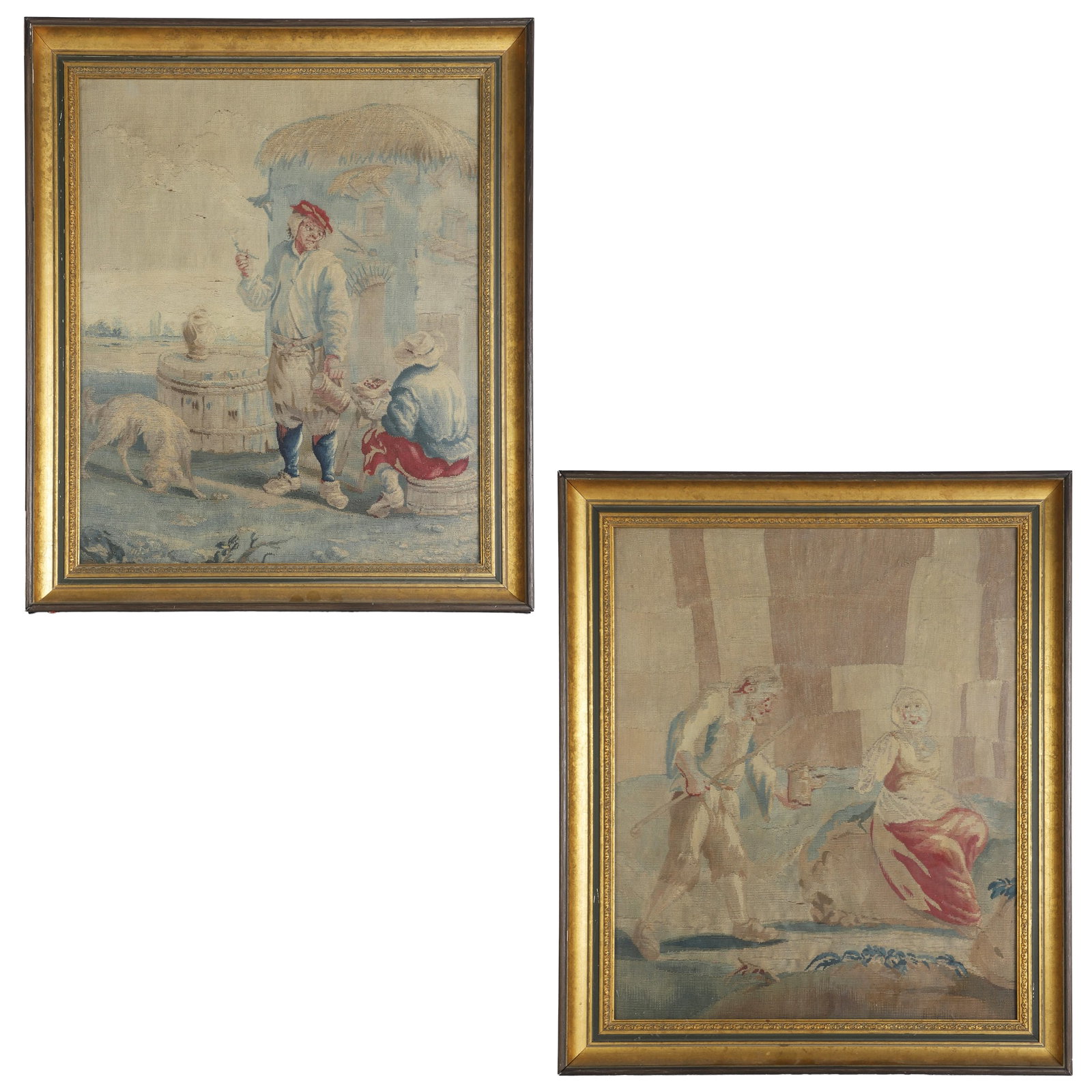 After Teniers, (2) Framed Antique Tapestry Fragments (1 of 10)