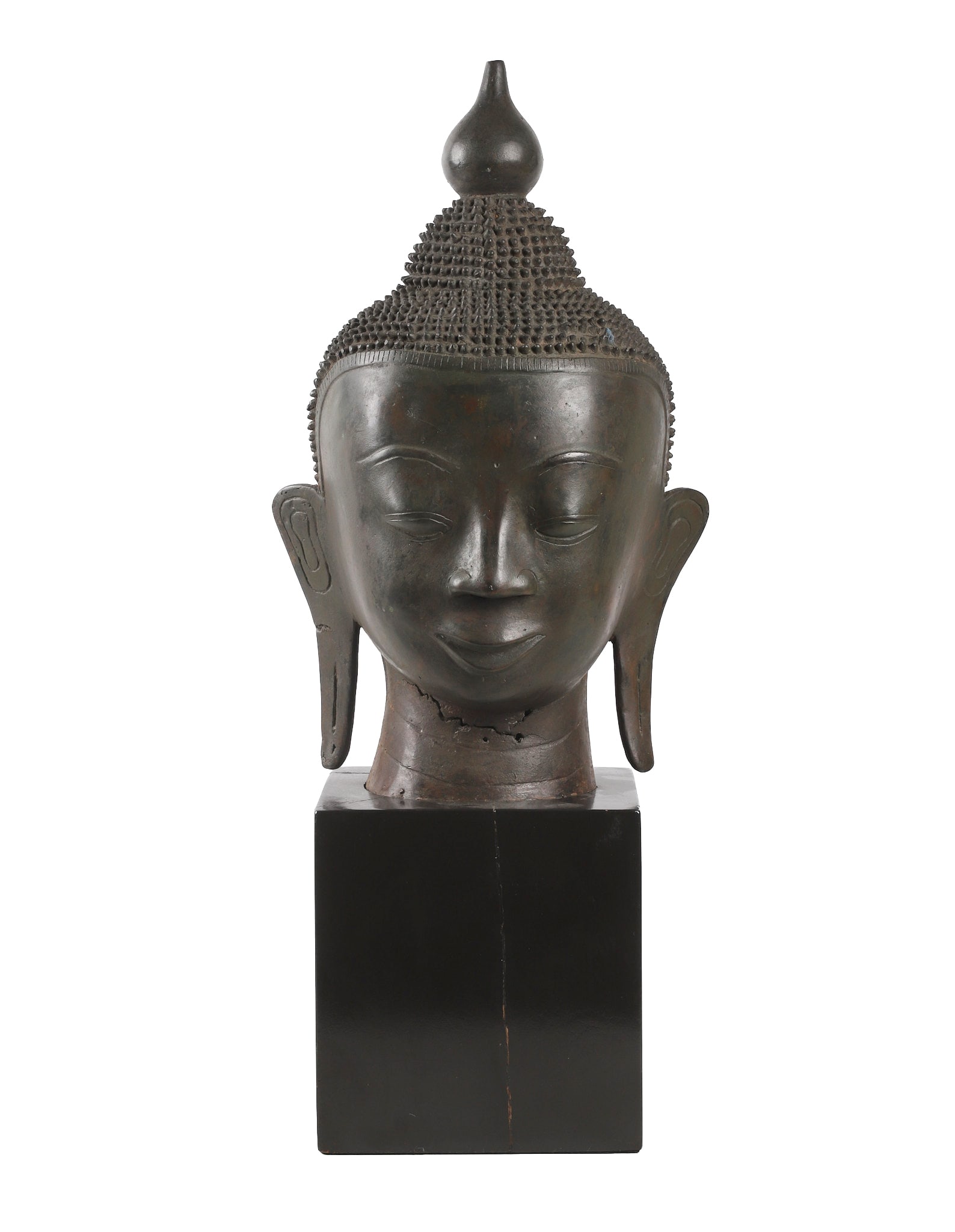 Large-Scale Cast Bronze Thai Buddha Head (1 of 15)
