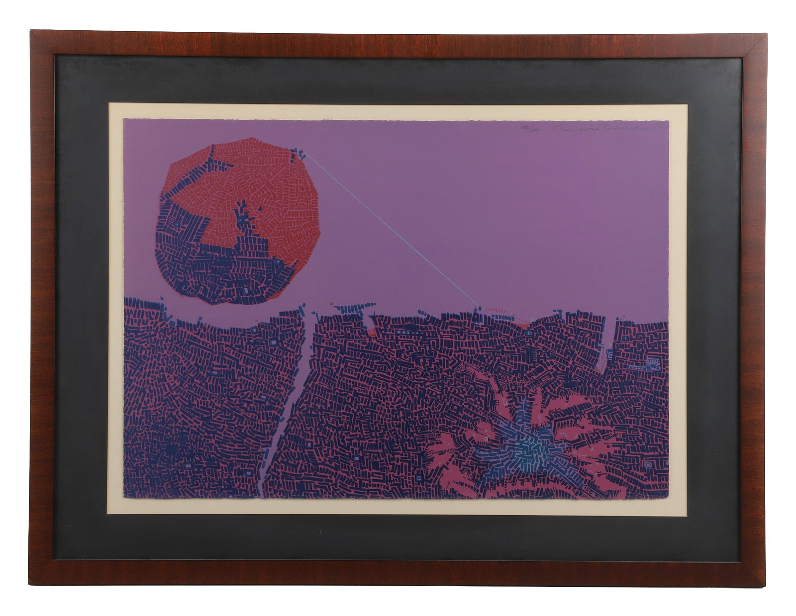 Risaburo Kimura (Japanese, b.1924) Purple City Screenprint (1 of 6)