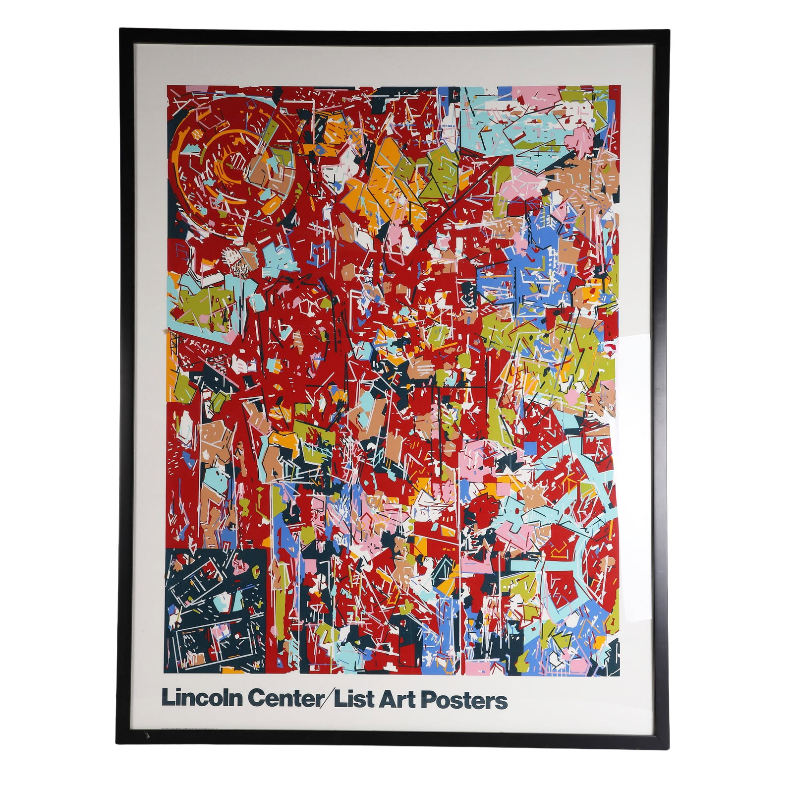 Kes Zapkus for Lincoln Center / List Art Posters.: 1979 framed poster featuring the modernist abstract work of Lithuanian artist Kes Zapkus. 49.5" H x 37.5" W sight, 51.5" H x 39.5" W frame.