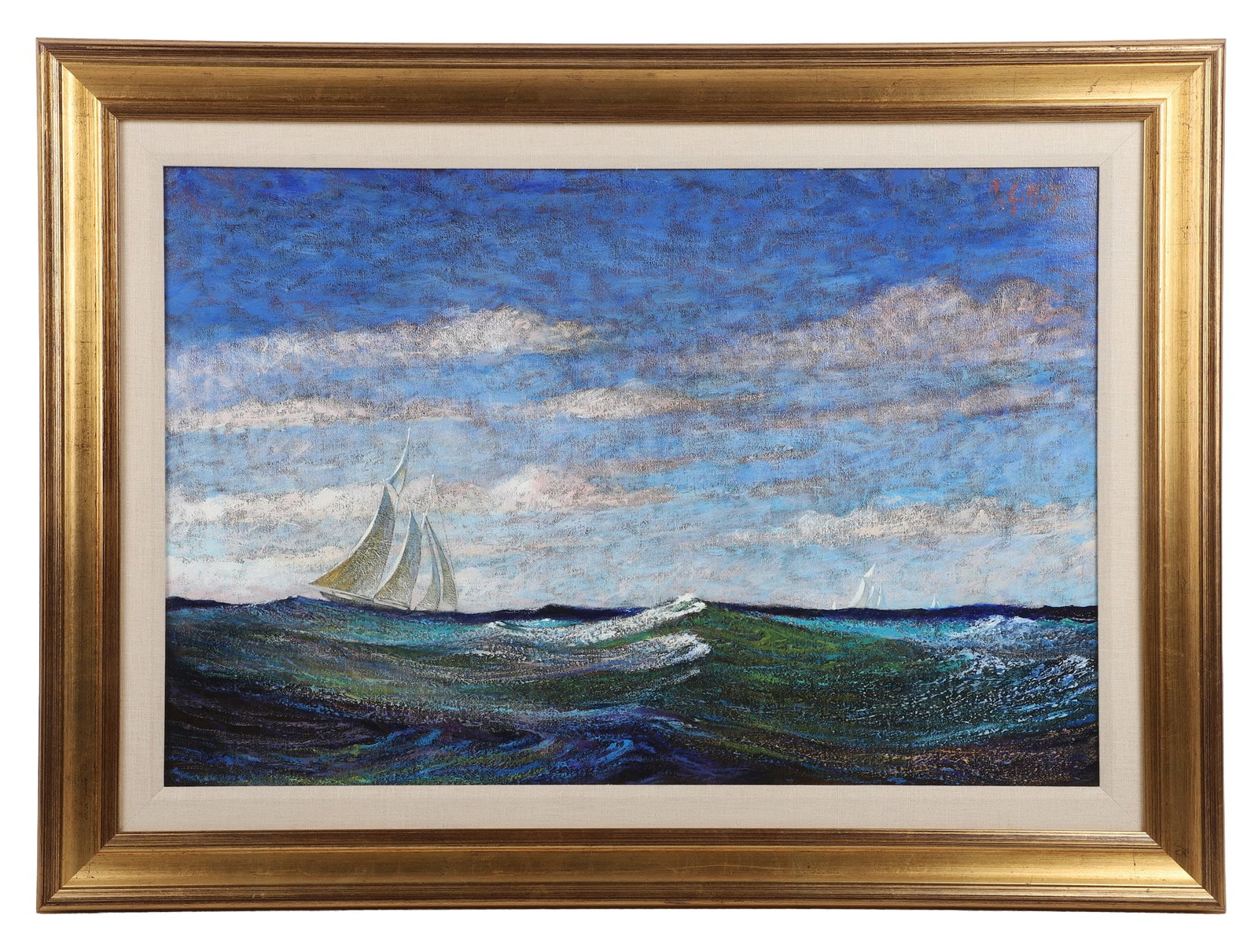 Imero Gobbato (Italian, 1923-2010) Coastal Maritime Painting (1 of 8)